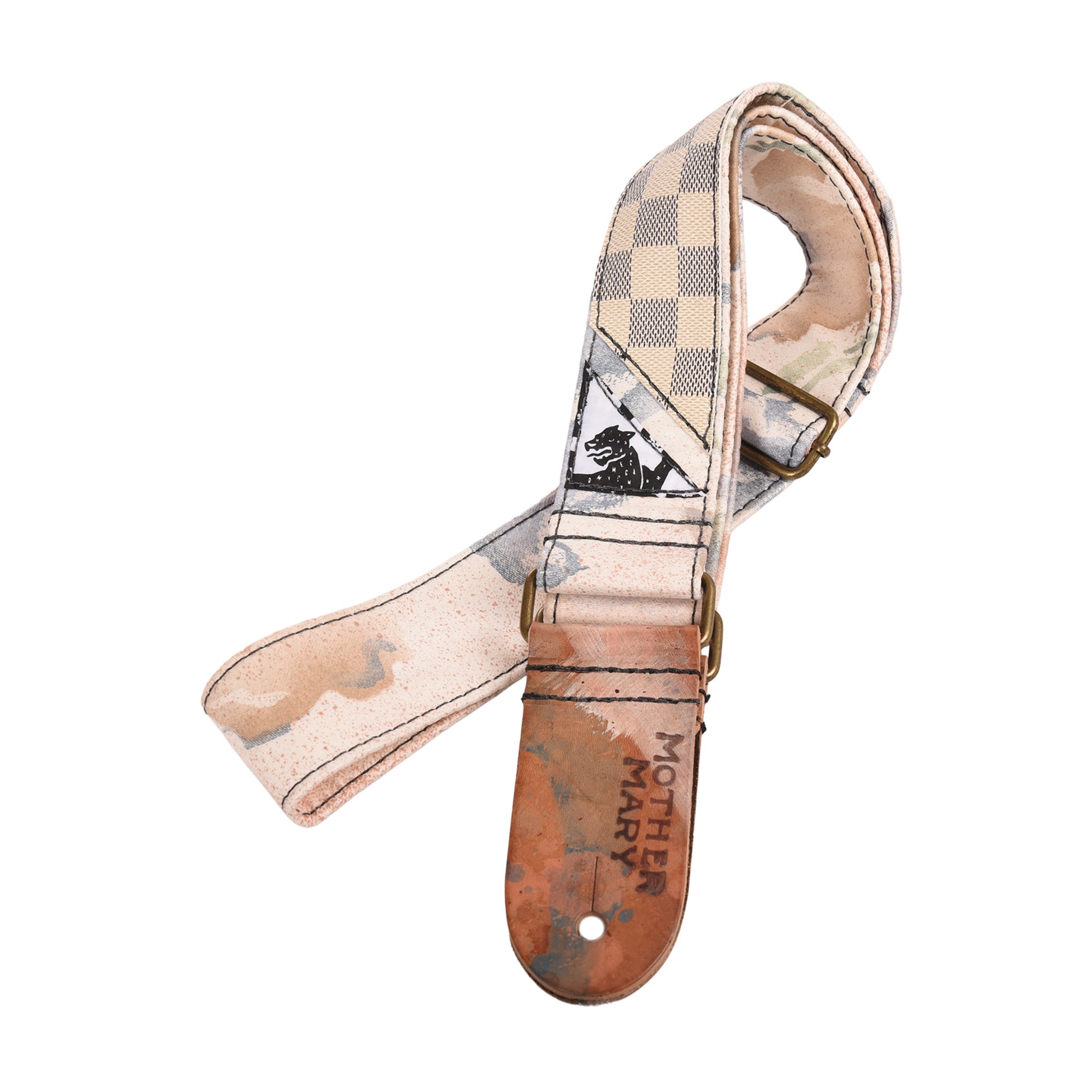 Mother Mary Designer Patch Strap w/Authentic Damier Azur LV Fabric Straps