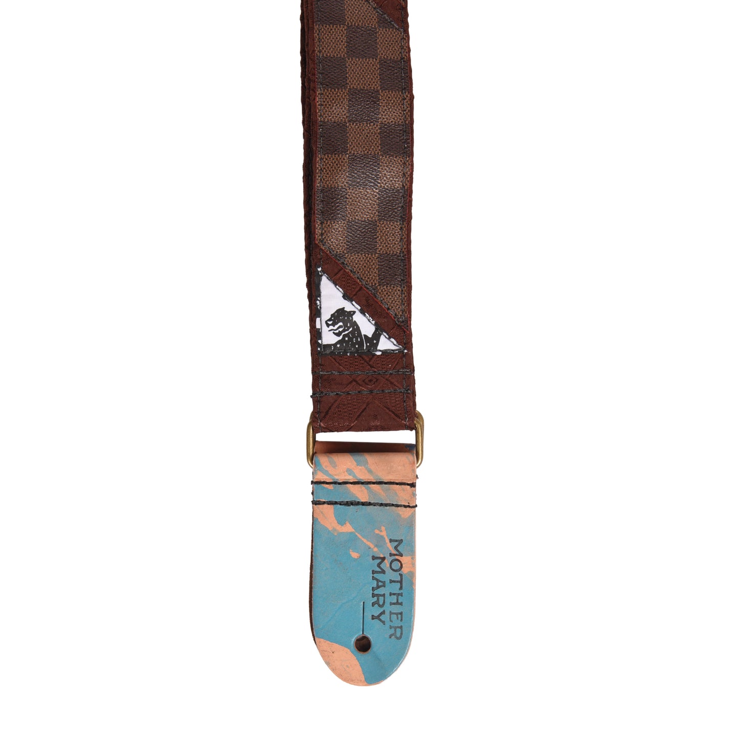 Mother Mary Designer Patch Strap w/Authentic Damier Ebene LV Fabric Straps