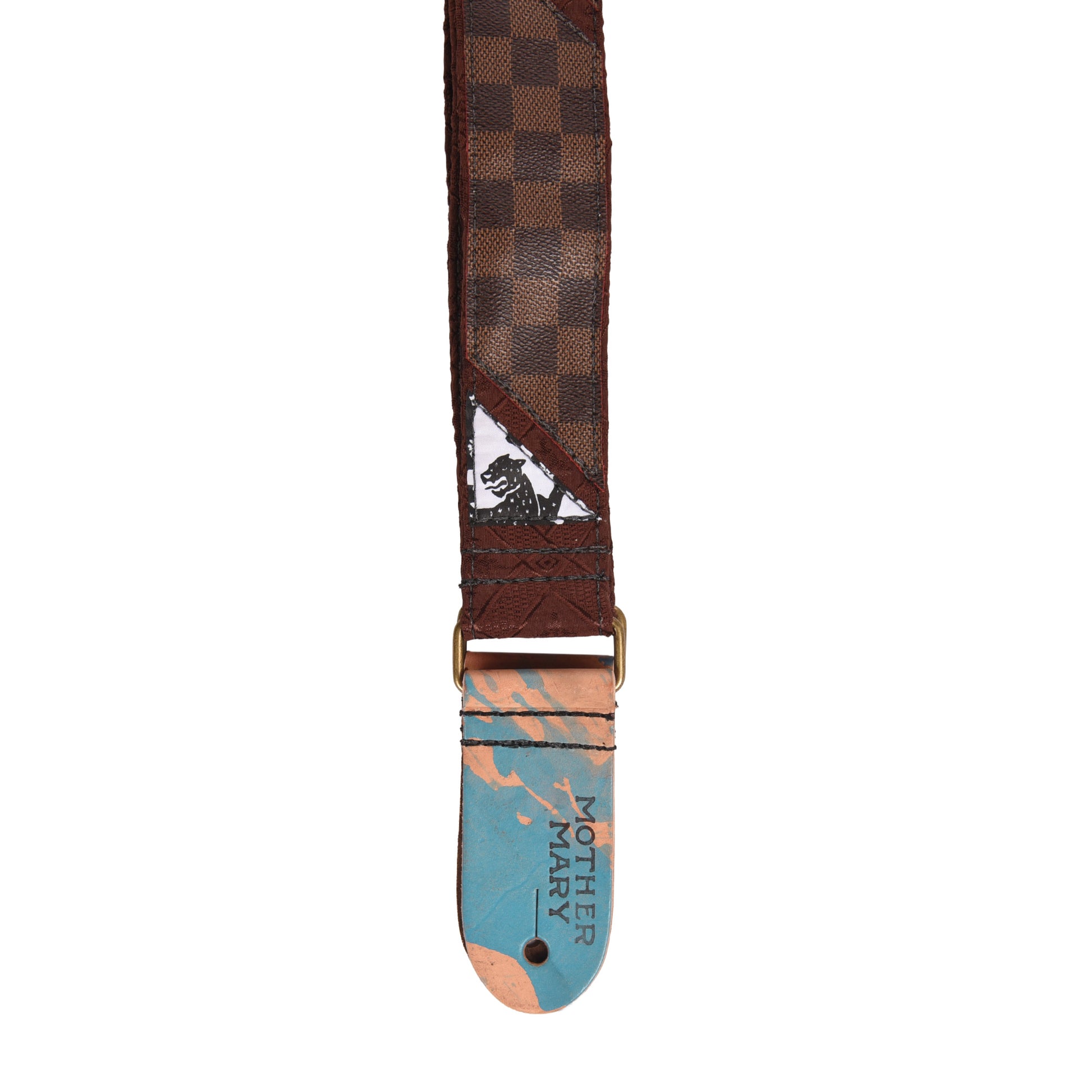 Mother Mary Designer Patch Strap w/Authentic Damier Ebene LV Fabric Straps