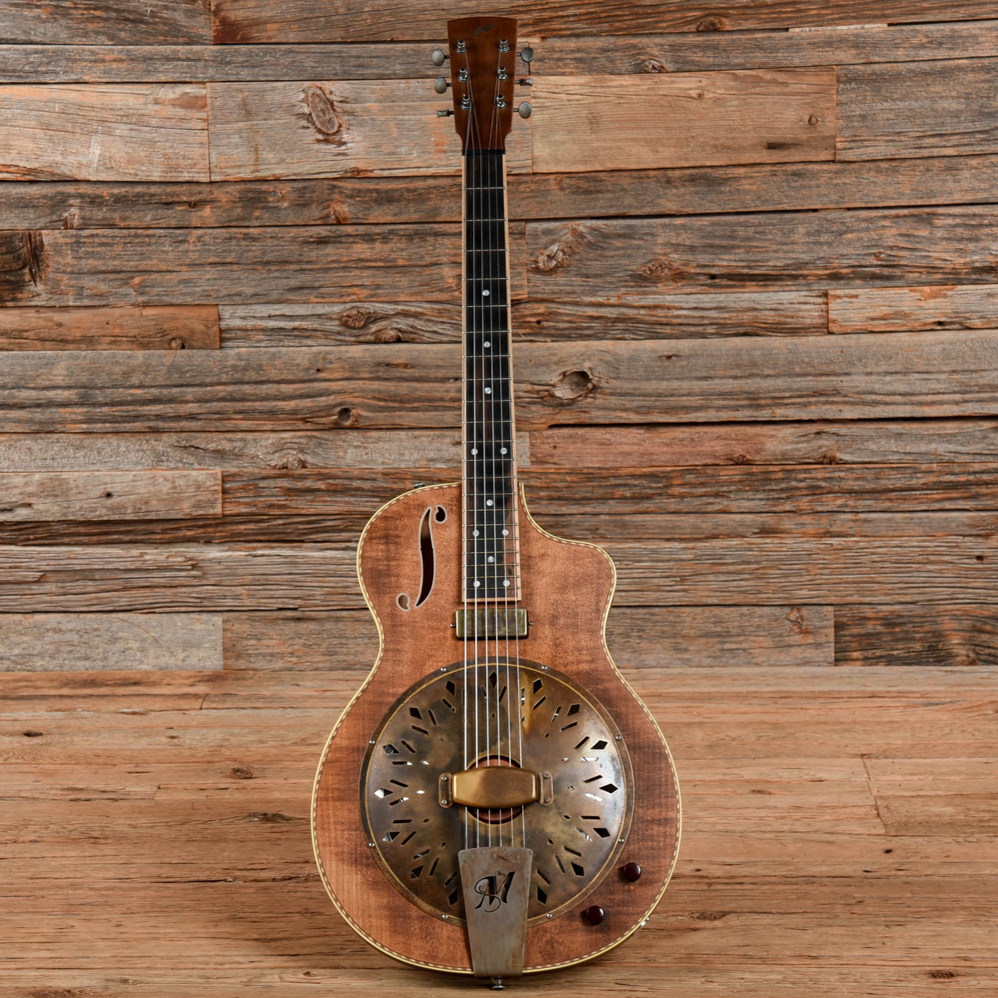 Mule Mavis Resophonic Cutaway/F-Hole Natural Electric Guitars / Semi-Hollow