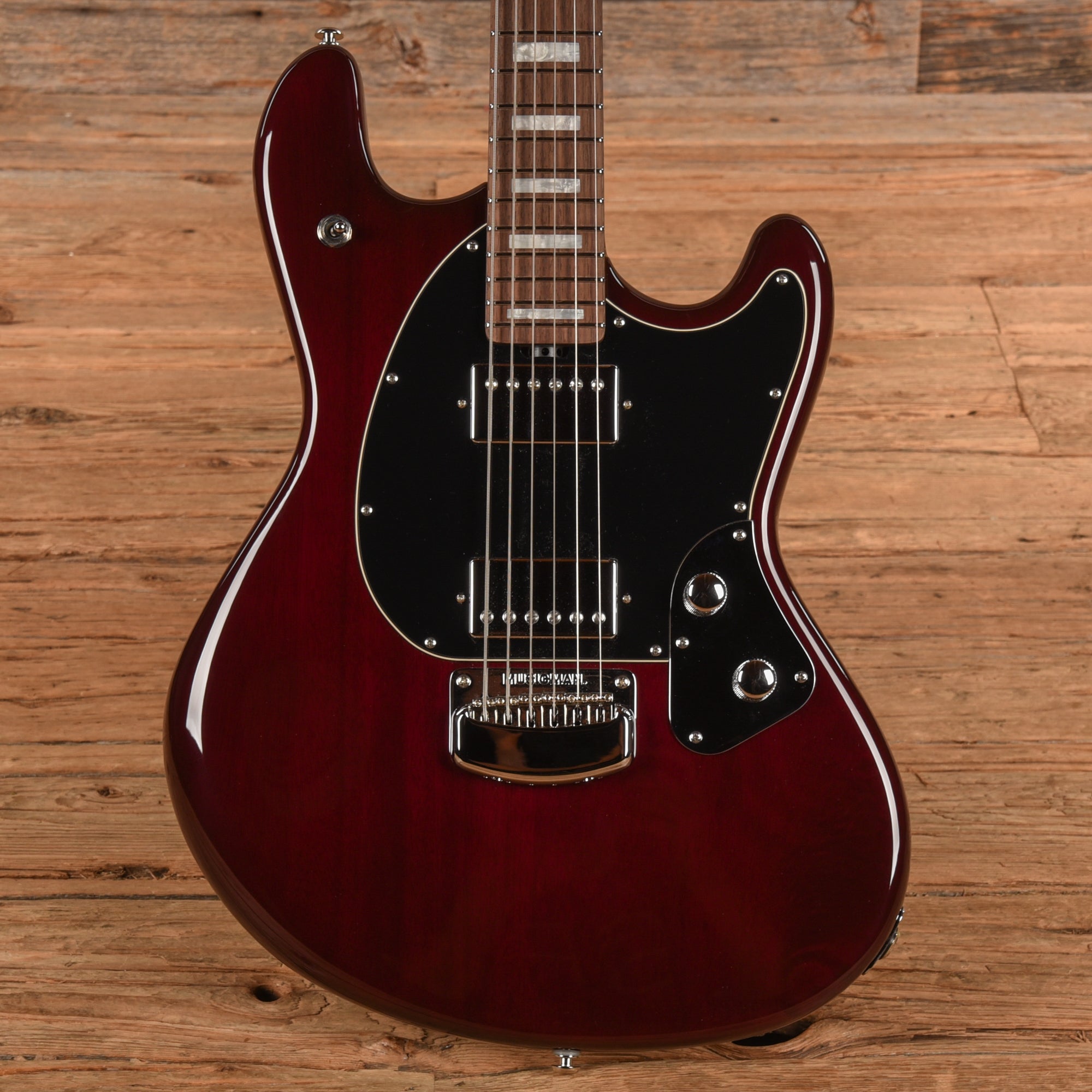 Music Man BFR Baritone StingRay Transparent Oxblood 2024 Electric Guitars