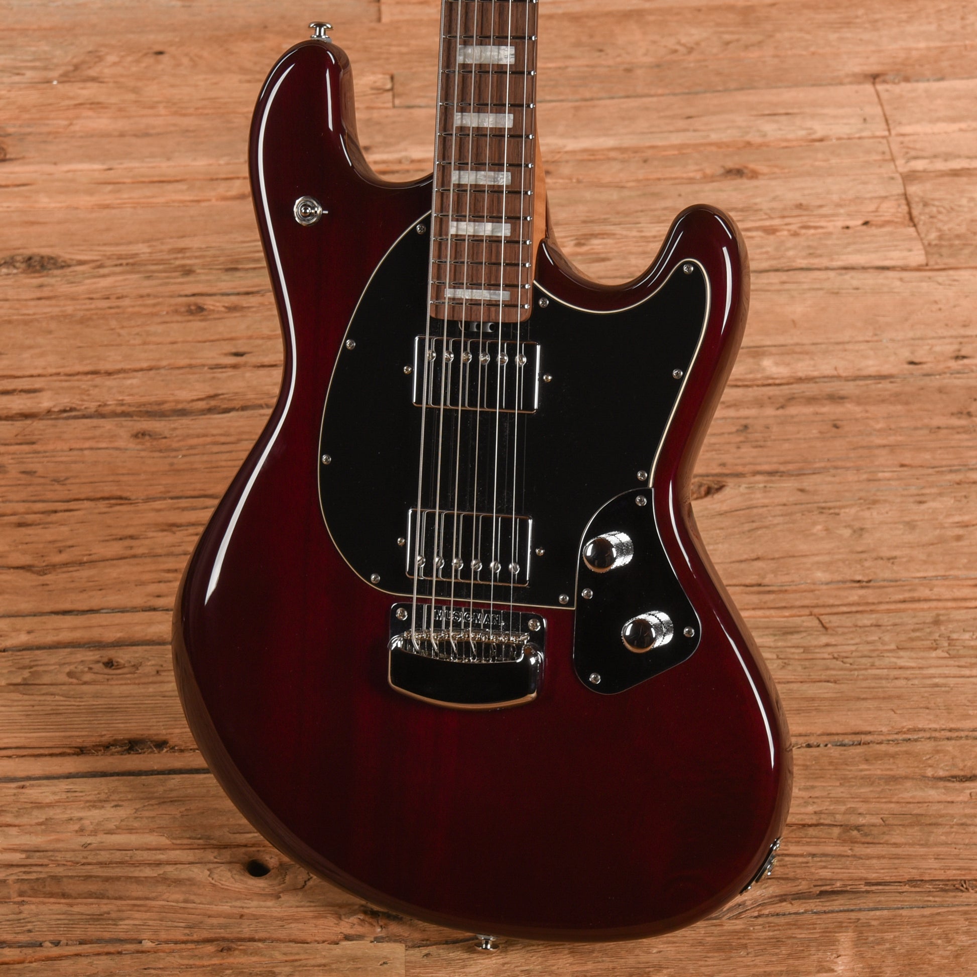 Music Man BFR Baritone StingRay Transparent Oxblood 2024 Electric Guitars