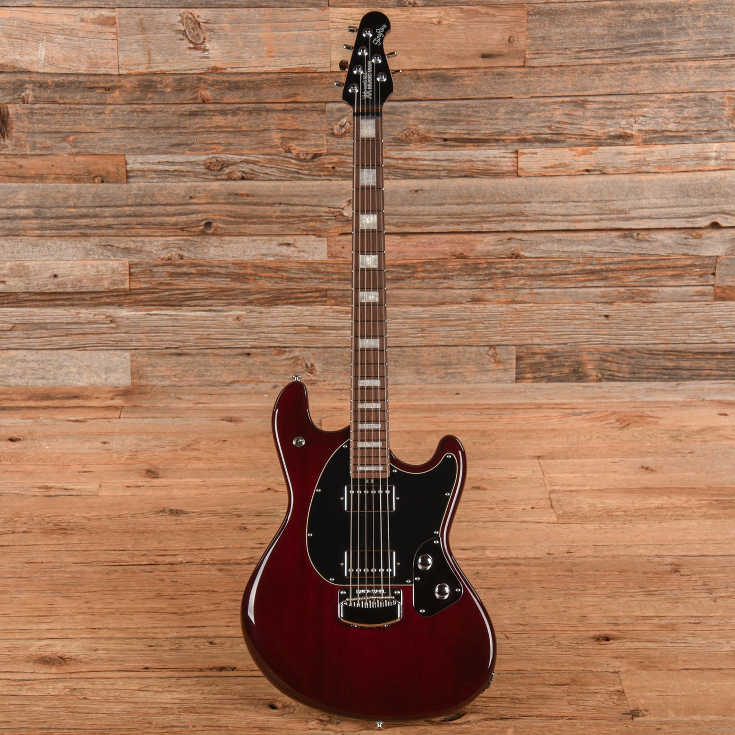 Music Man BFR Baritone StingRay Transparent Oxblood 2024 Electric Guitars