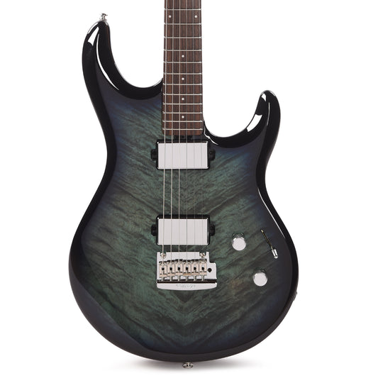 Music Man Luke 4 Maple Top HH Blue Flame w/Roasted Figured Maple Neck Electric Guitars / Solid Body