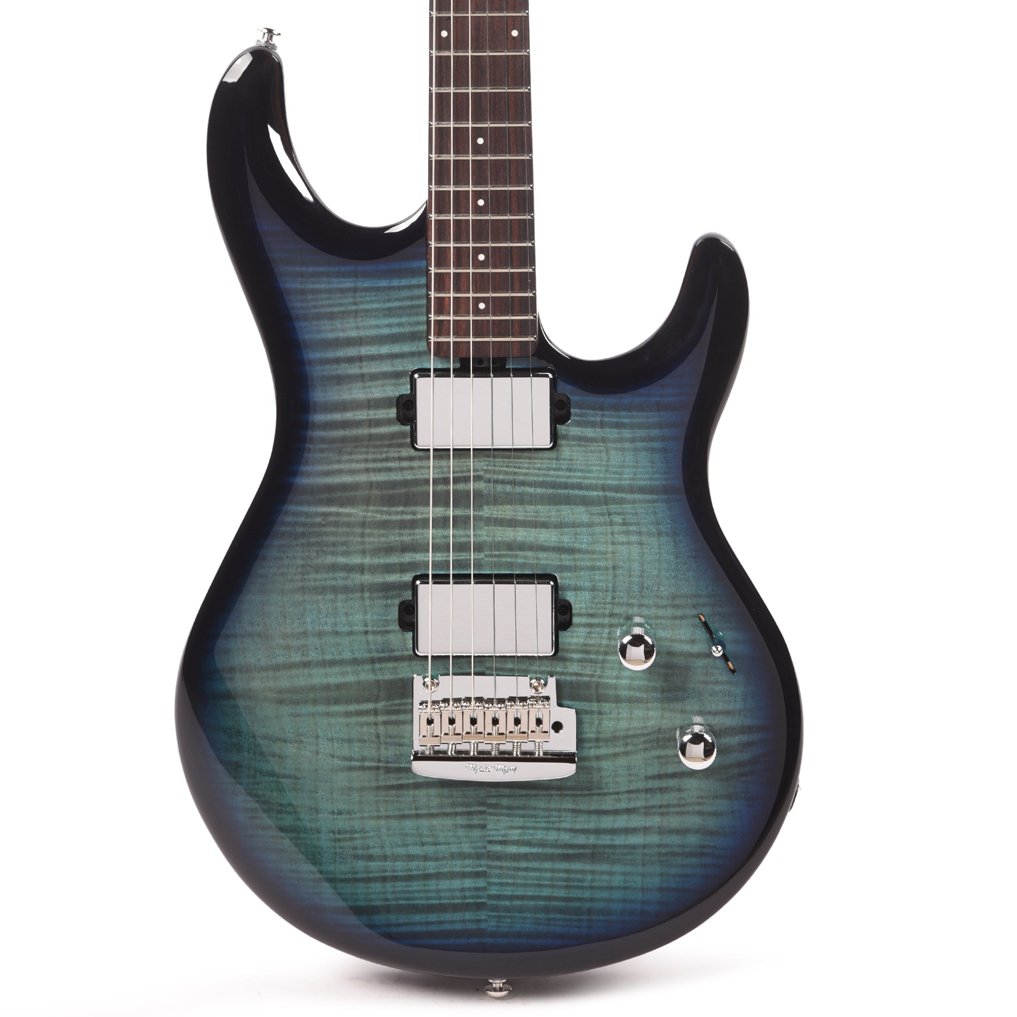 Music Man Luke 4 Maple Top HH Blue Flame w/Roasted Figured Maple Neck Electric Guitars / Solid Body
