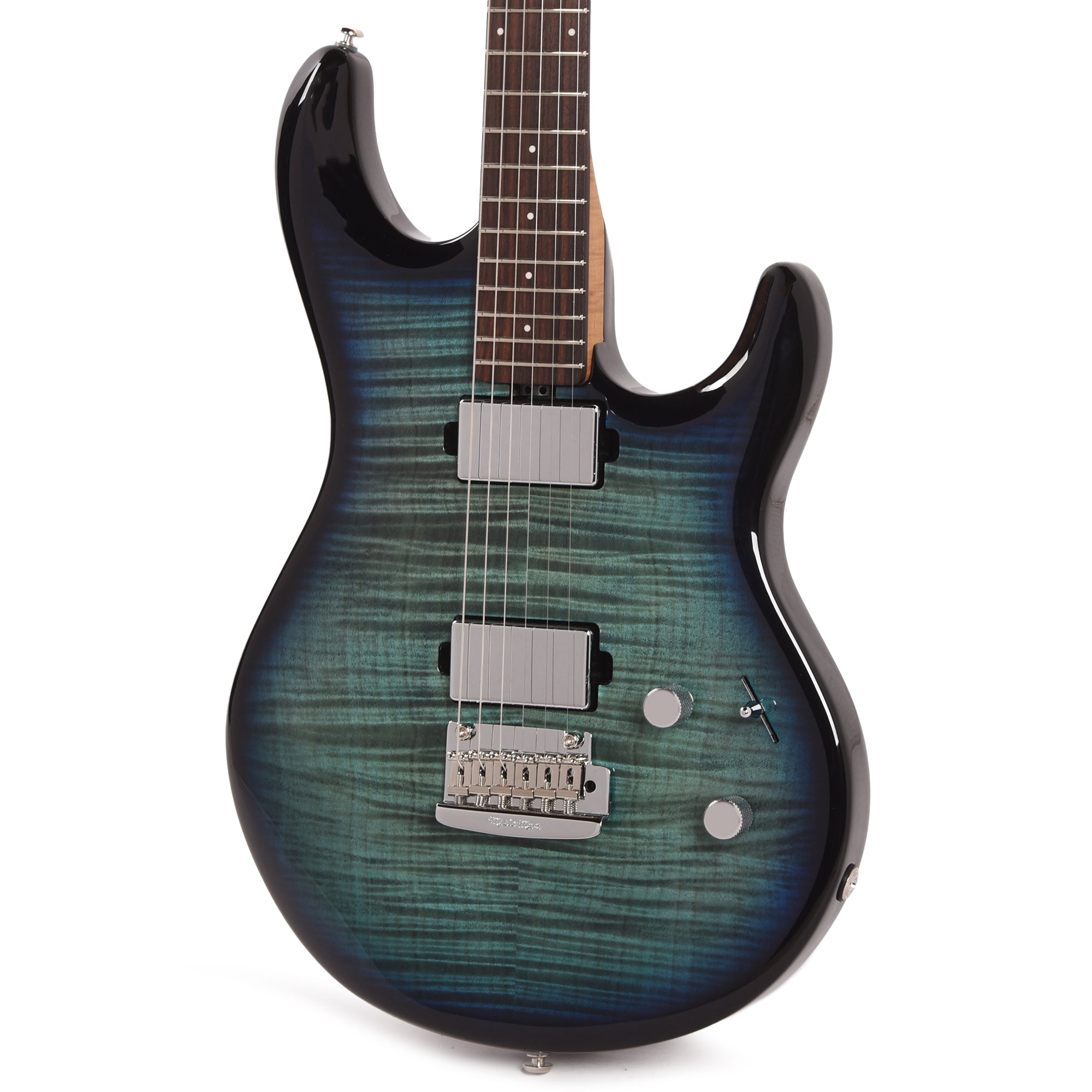 Music Man Luke 4 Maple Top HH Blue Flame w/Roasted Figured Maple Neck Electric Guitars / Solid Body