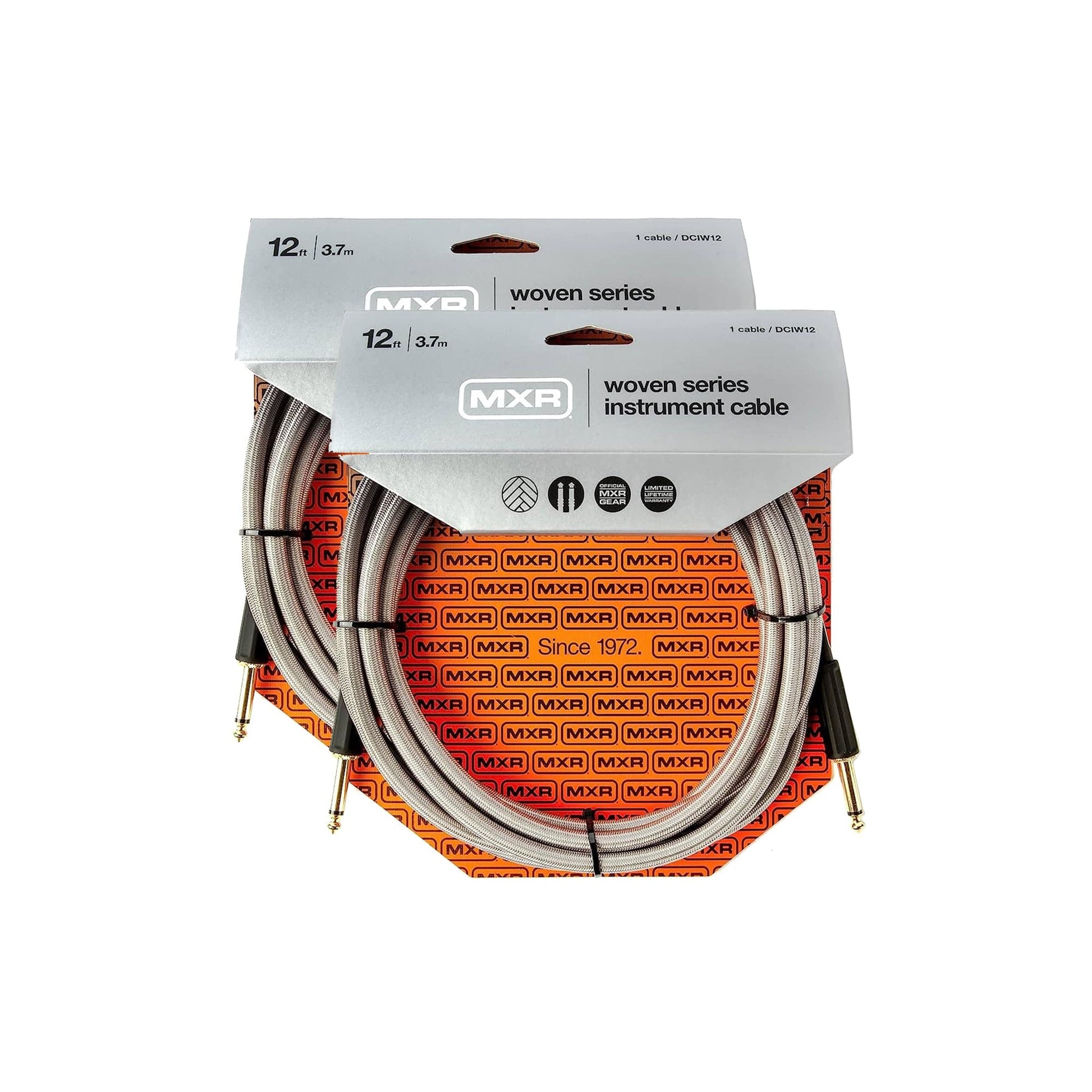 MXR 12" Instrument Cable ST/ST Woven Silver 2 Pack Bundle Accessories / Cables