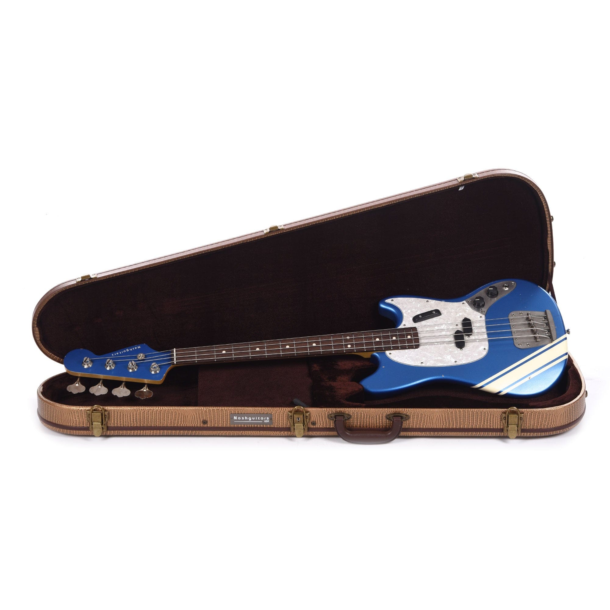 Nash MB-63 Lake Placid Blue Competition Stripe Light Relic w/Matching Headstock, 3-Ply Pearloid Pickguard, & Lollar Pickups Bass Guitars / 4-String