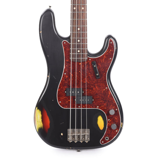 Nash PB-63 Black Over 3-Tone Sunburst Medium Relic w/4-Ply Tortoise Pickguard and Lollar Pickups Bass Guitars / 4-String