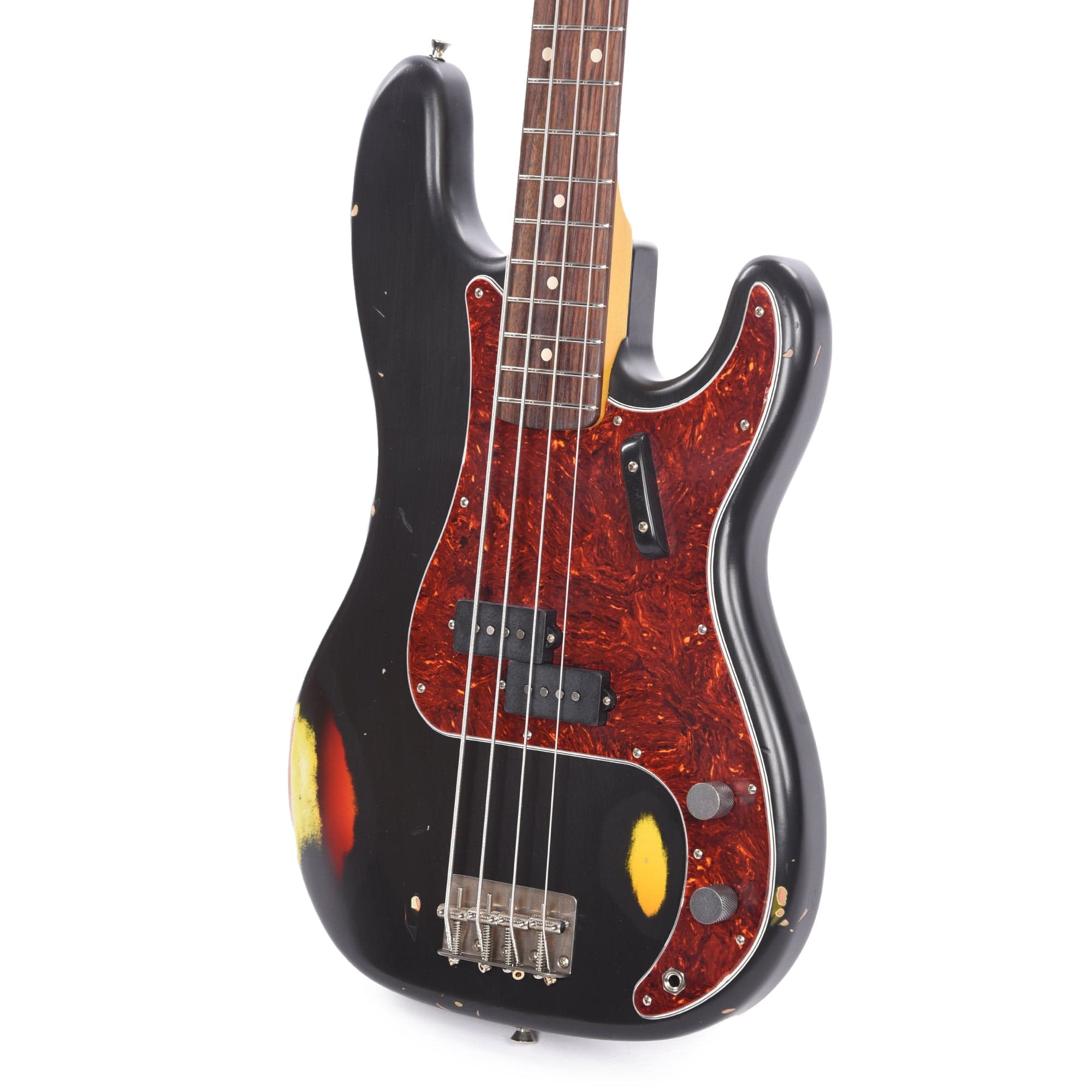 Nash PB-63 Black Over 3-Tone Sunburst Medium Relic w/4-Ply Tortoise Pickguard and Lollar Pickups Bass Guitars / 4-String