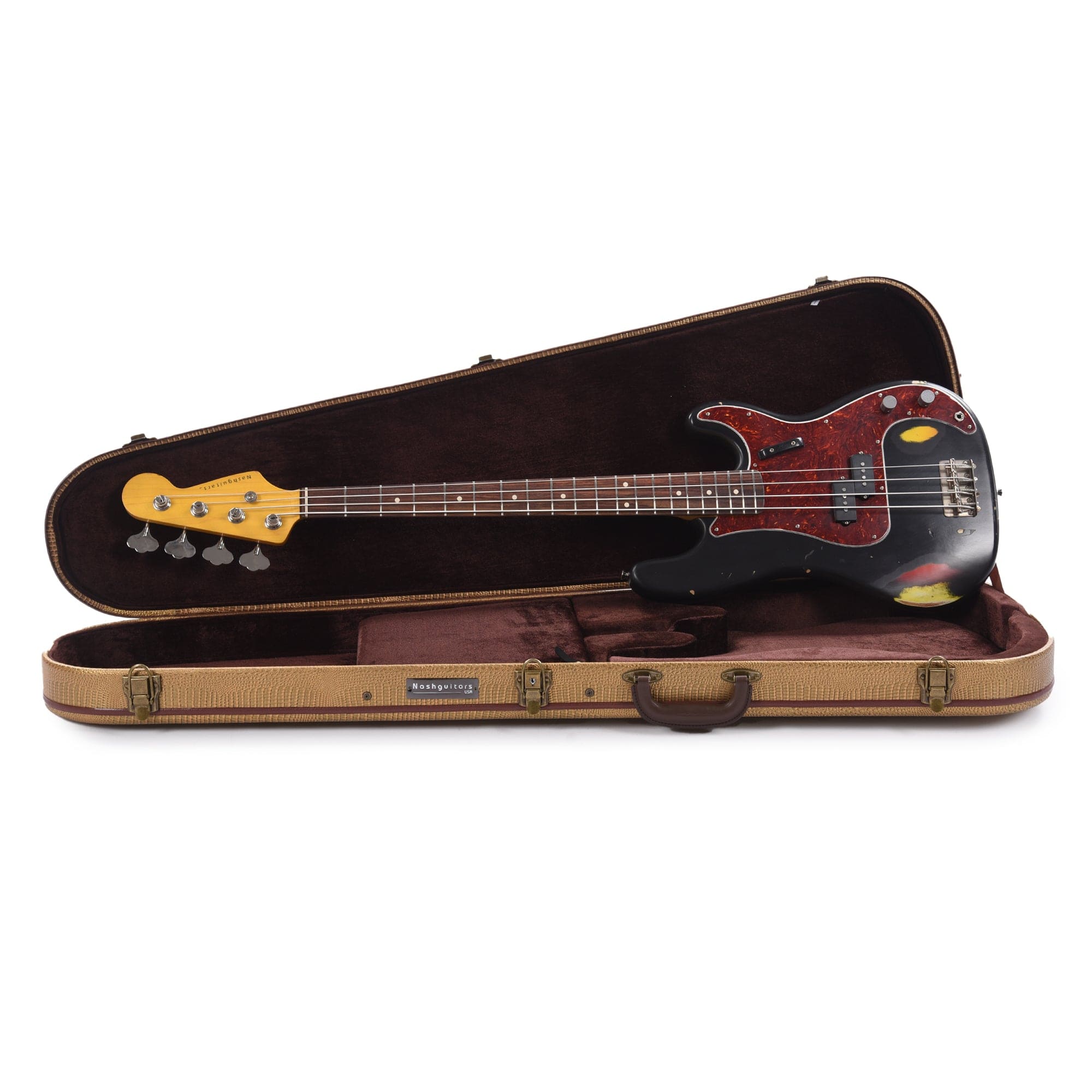 Nash PB-63 Black Over 3-Tone Sunburst Medium Relic w/4-Ply Tortoise Pickguard and Lollar Pickups Bass Guitars / 4-String