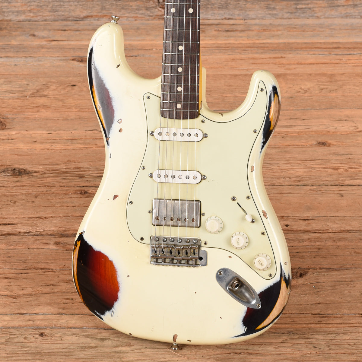 Nash S-63/ HSS Vintage White over Sunburst 2023 Electric Guitars