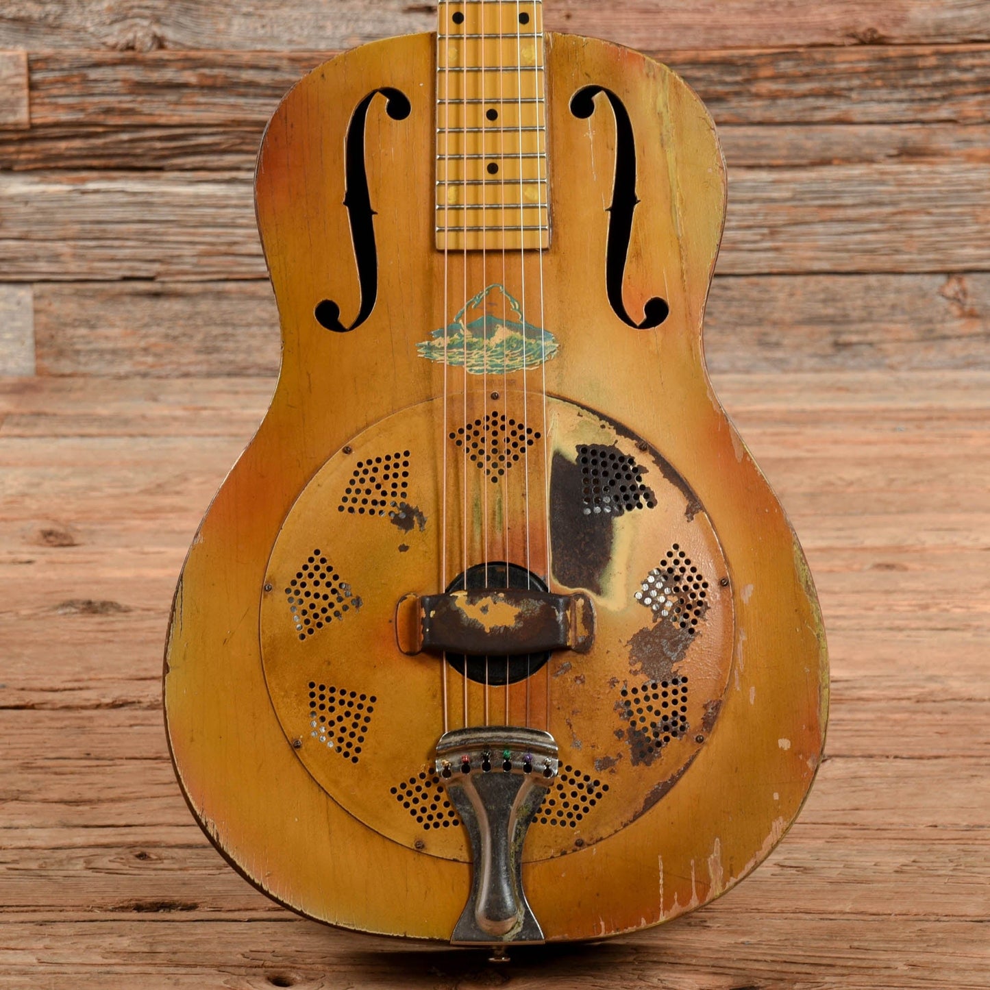 National Wood Body Triolian Yellow w/ Graphic 1930s Acoustic Guitars / Resonator