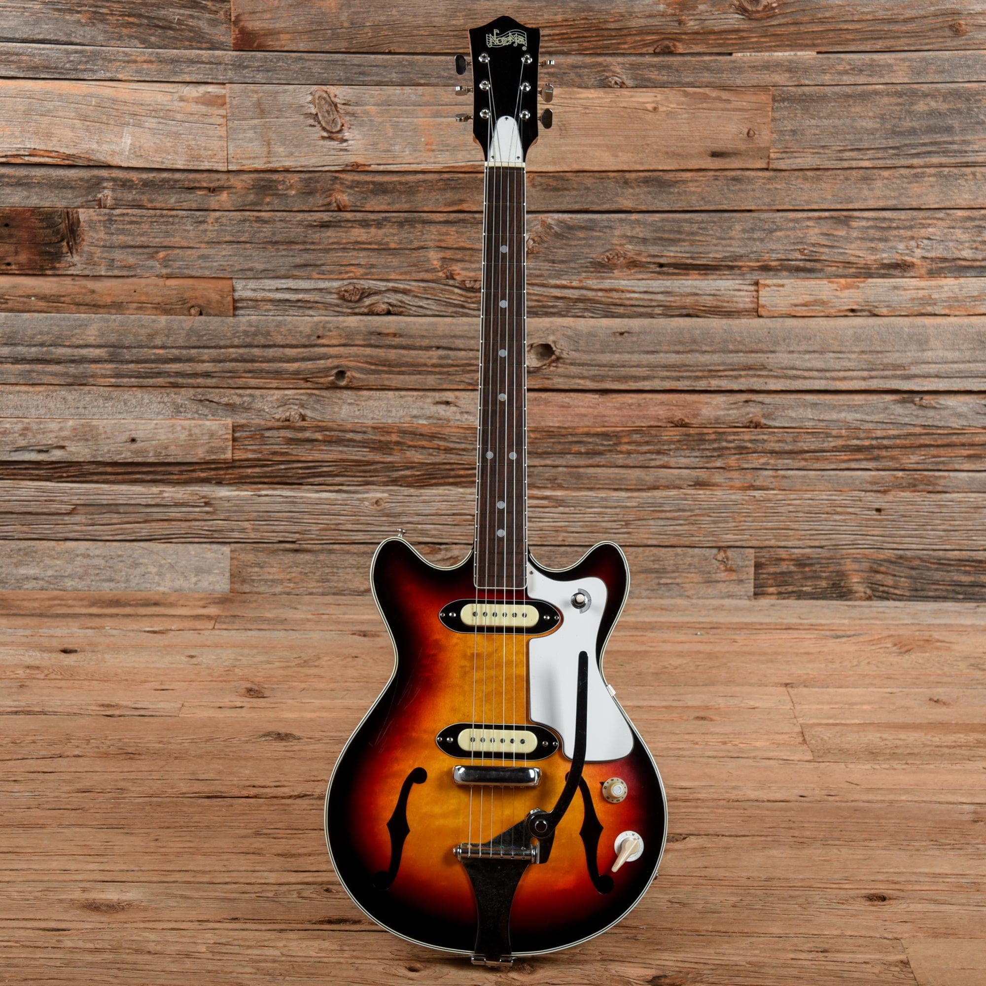 Norma 6 String 2 P/U Double Cut/Hollow Body/Vibrato Sunset Sunburst Electric Guitars / Hollow Body