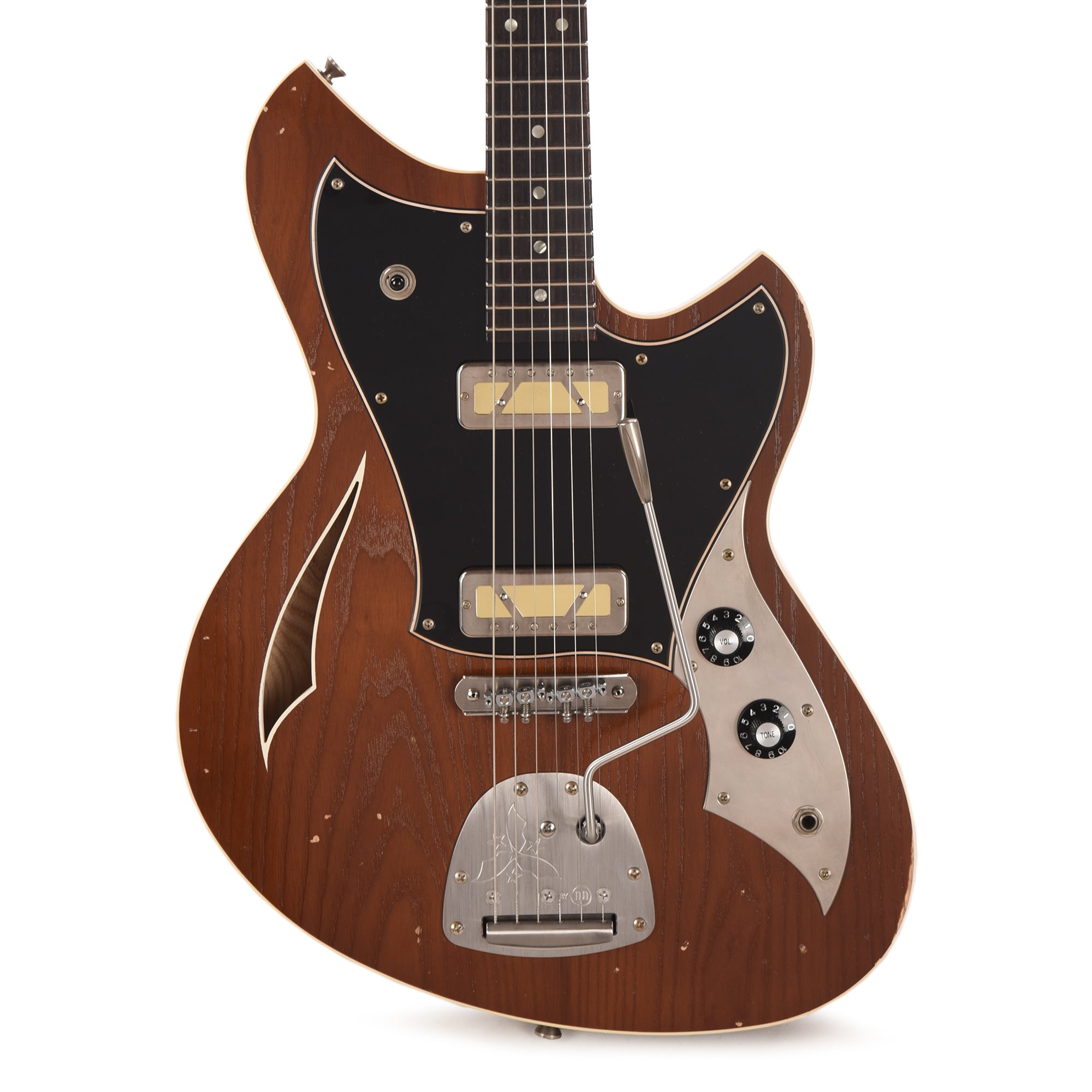 Novo Custom Miris J Light Distress Mocha w/Matching Headstock & Lollar Gold Foil Pickups Electric Guitars