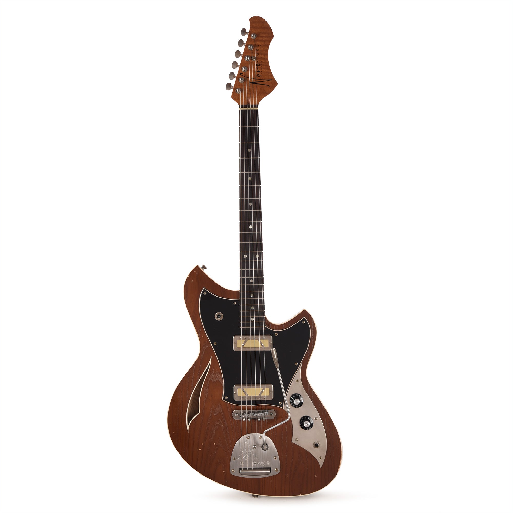 Novo Custom Miris J Light Distress Mocha w/Matching Headstock & Lollar Gold Foil Pickups Electric Guitars