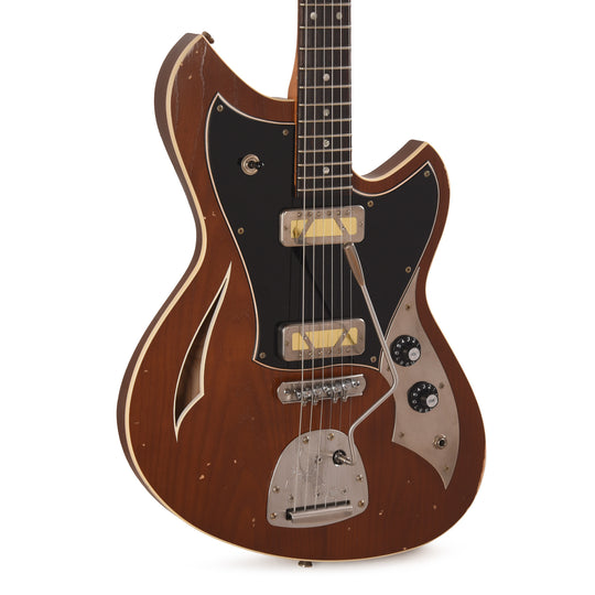Novo Custom Miris J Light Distress Mocha w/Matching Headstock & Lollar Gold Foil Pickups Electric Guitars