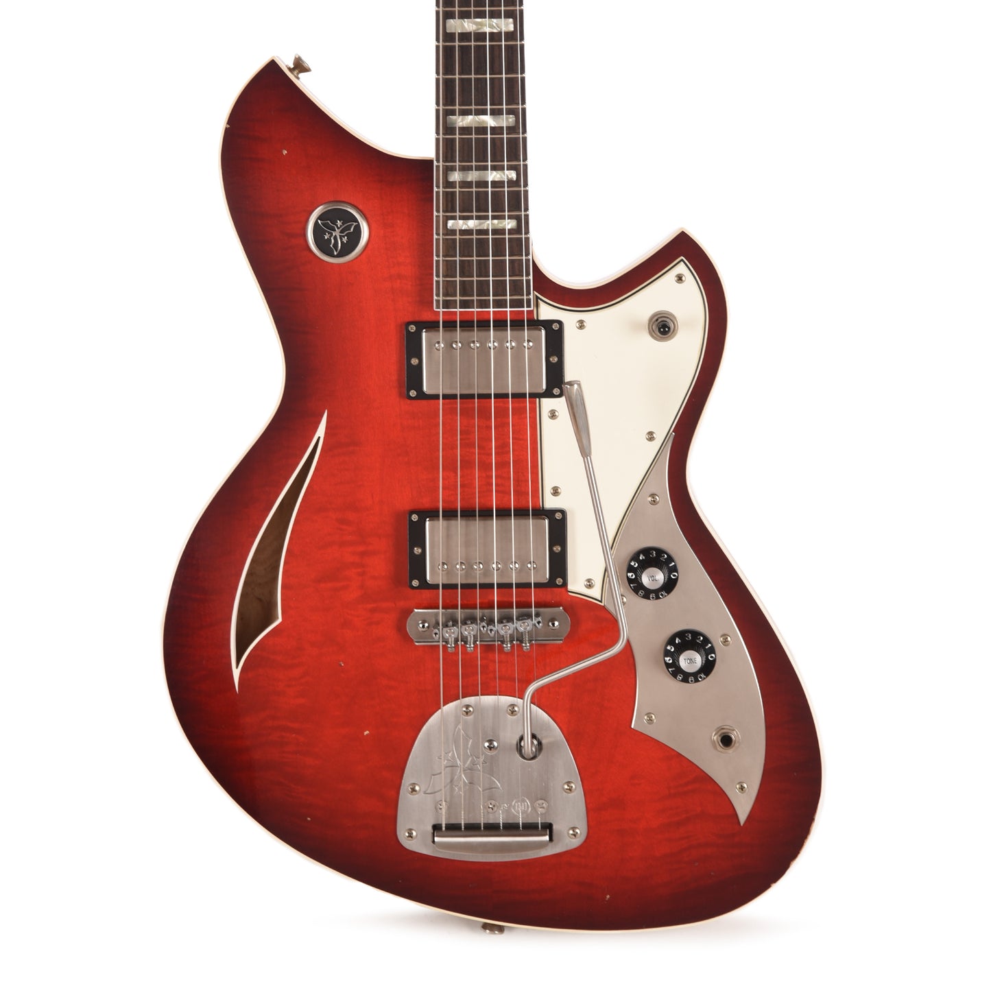Novo Dealer Limited Miris J HH Harmony Burst Light Distress w/ Amber Back & Sides & Lollar Low Wind Imperial Humbuckers Electric Guitars