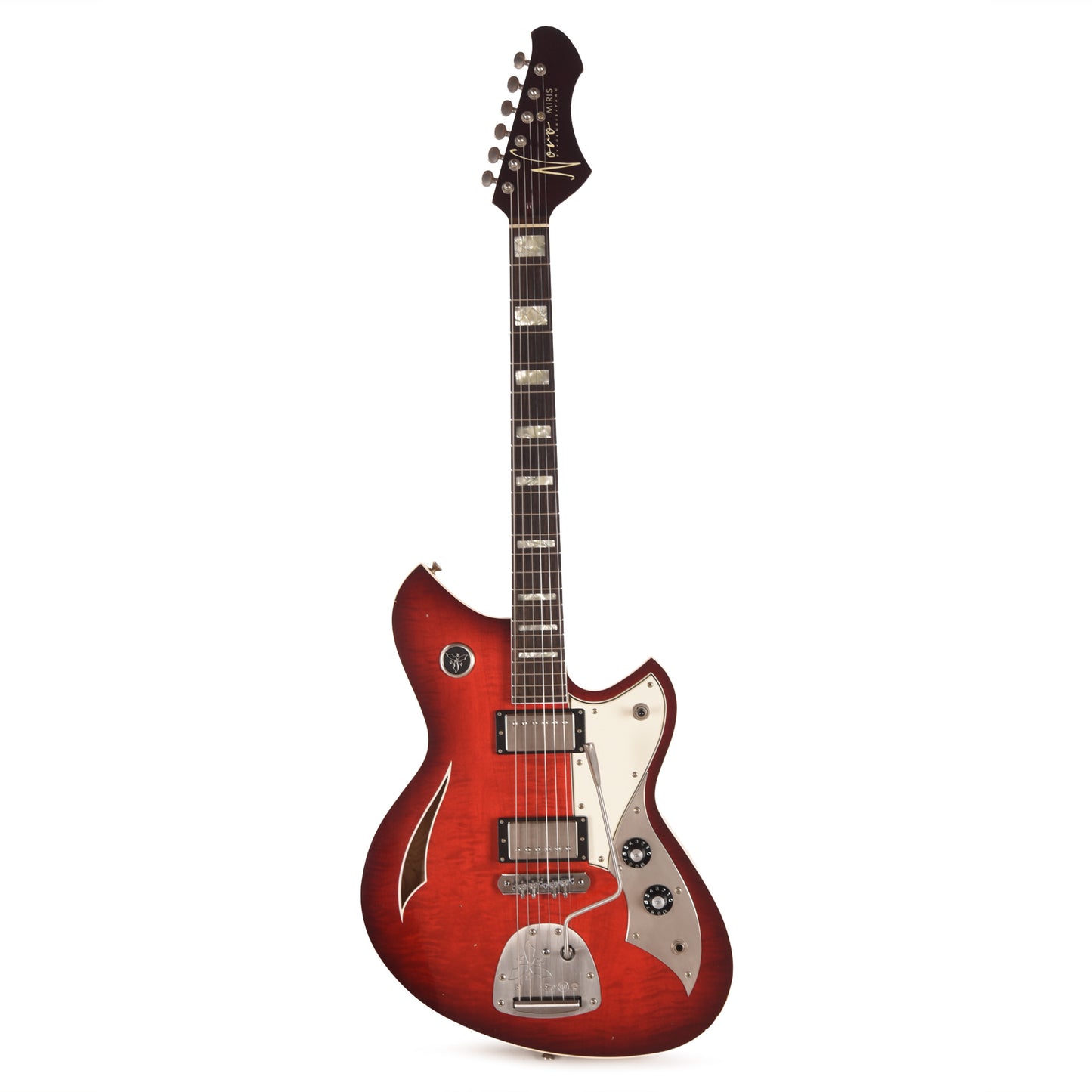 Novo Dealer Limited Miris J HH Harmony Burst Light Distress w/ Amber Back & Sides & Lollar Low Wind Imperial Humbuckers Electric Guitars