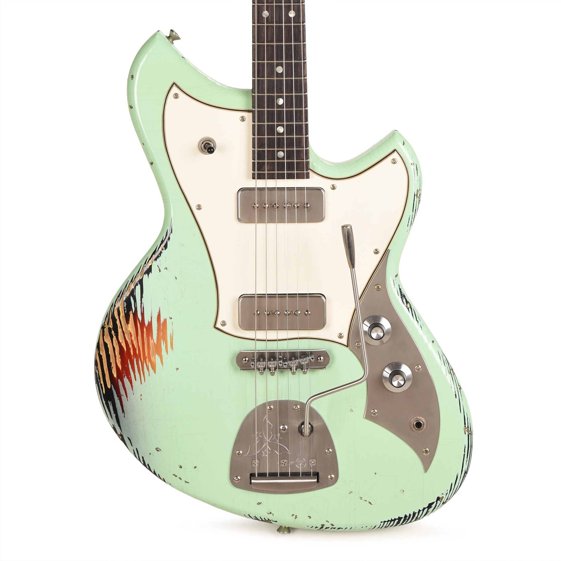 Novo Dealer Limited Serus J Surf Green over '64 3-Tone Burst Medium Distress w/Fralin P-90s Electric Guitars