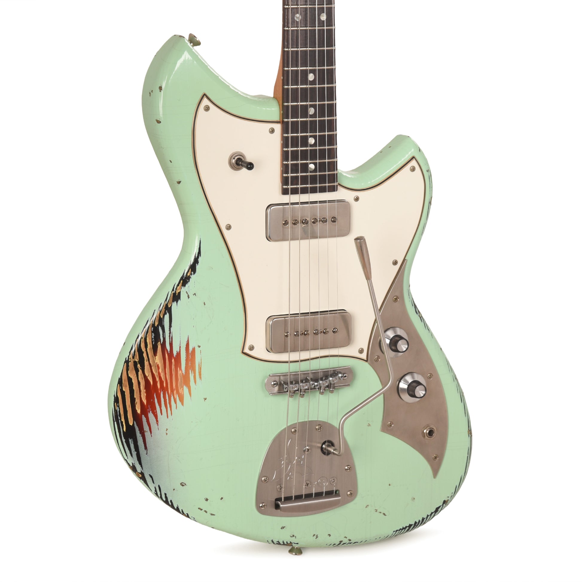 Novo Dealer Limited Serus J Surf Green over '64 3-Tone Burst Medium Distress w/Fralin P-90s Electric Guitars