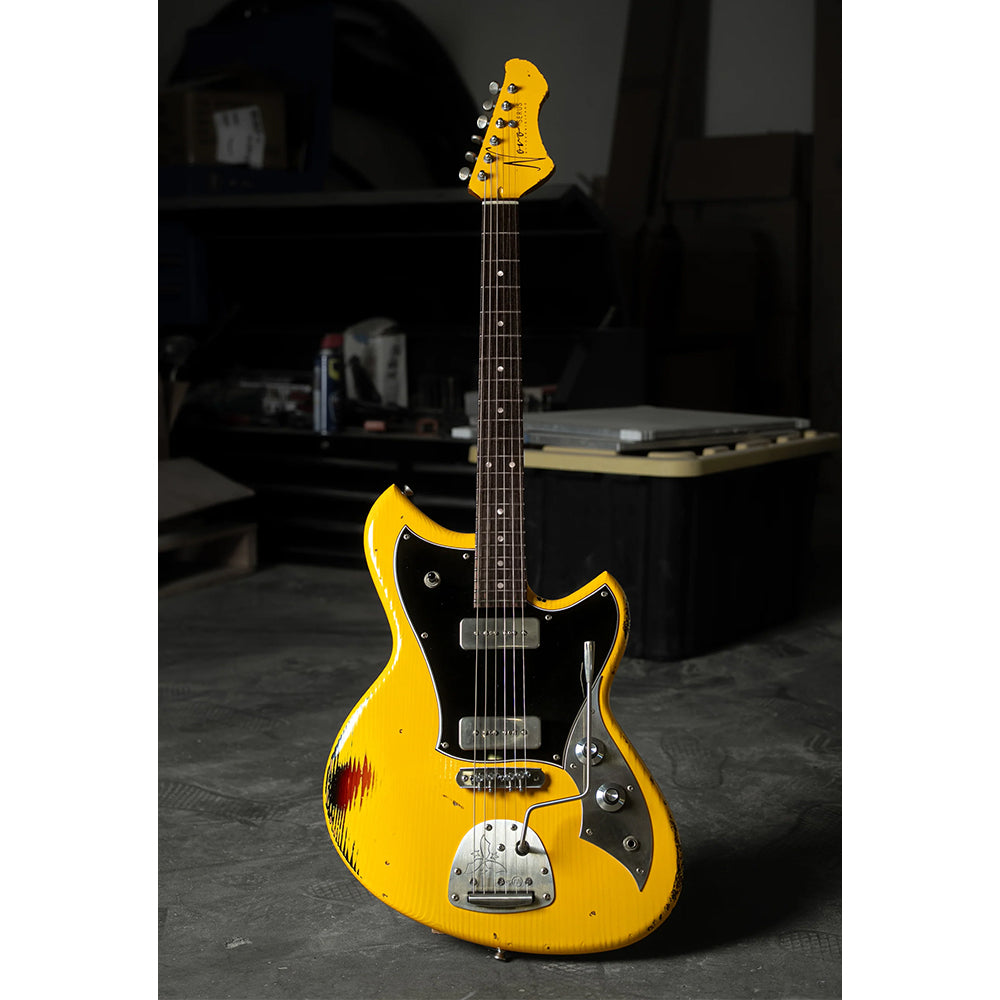 Novo Dealer Limited Serus J Vandalism Yellow Over '64 3-Tone Burst Medium Distress w/ Lollar P-90 Pickups Electric Guitars