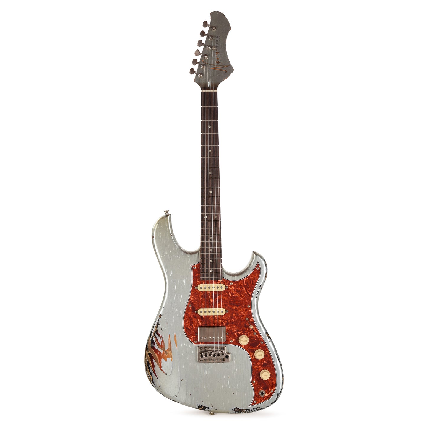 Novo Idris HSS Ice Blue Metallic Over '64 3-Tone Burst Medium Distress w/ Fralin Modern PAF & Vintage Hot Strat Pickups Electric Guitars