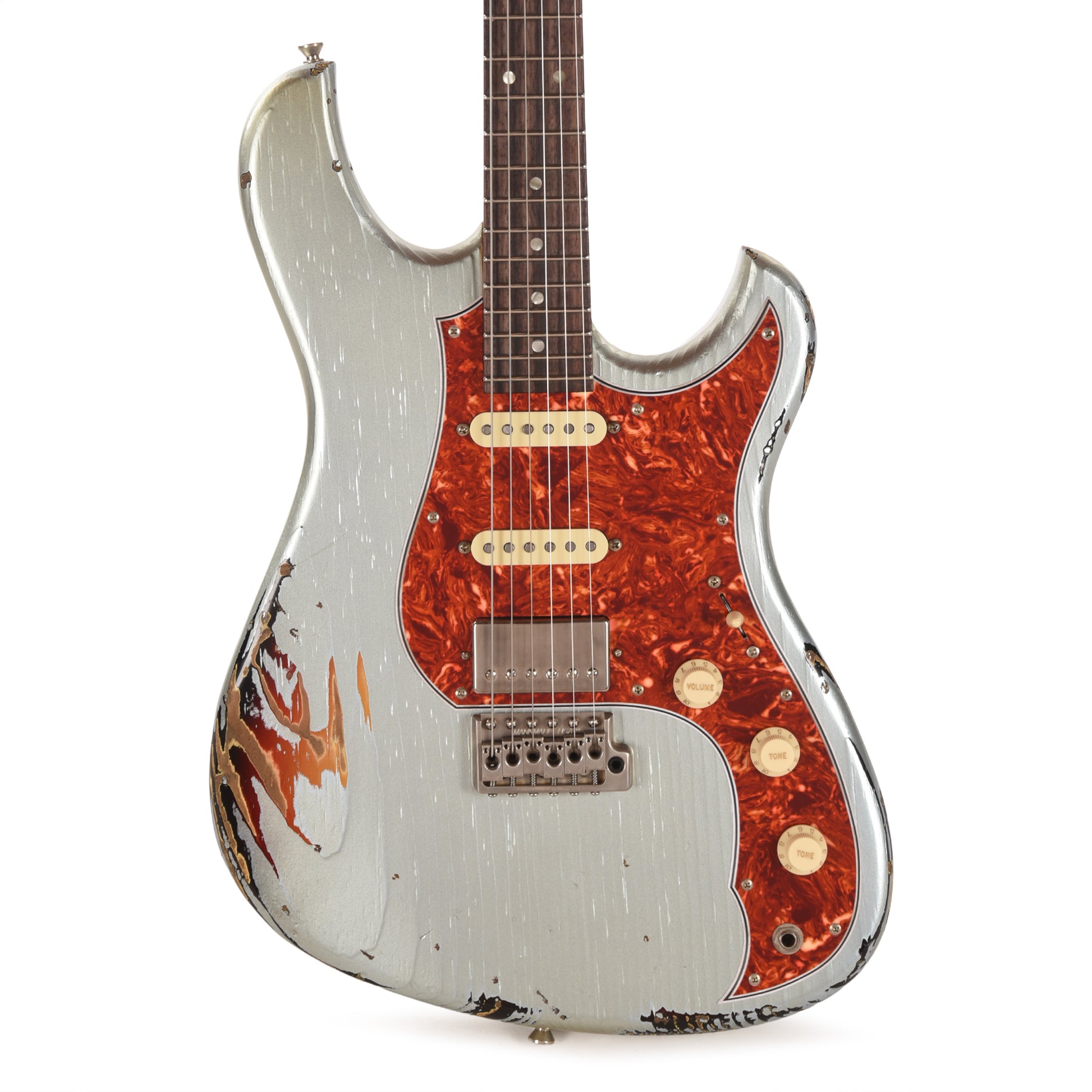 Novo Idris HSS Ice Blue Metallic Over '64 3-Tone Burst Medium Distress w/ Fralin Modern PAF & Vintage Hot Strat Pickups Electric Guitars