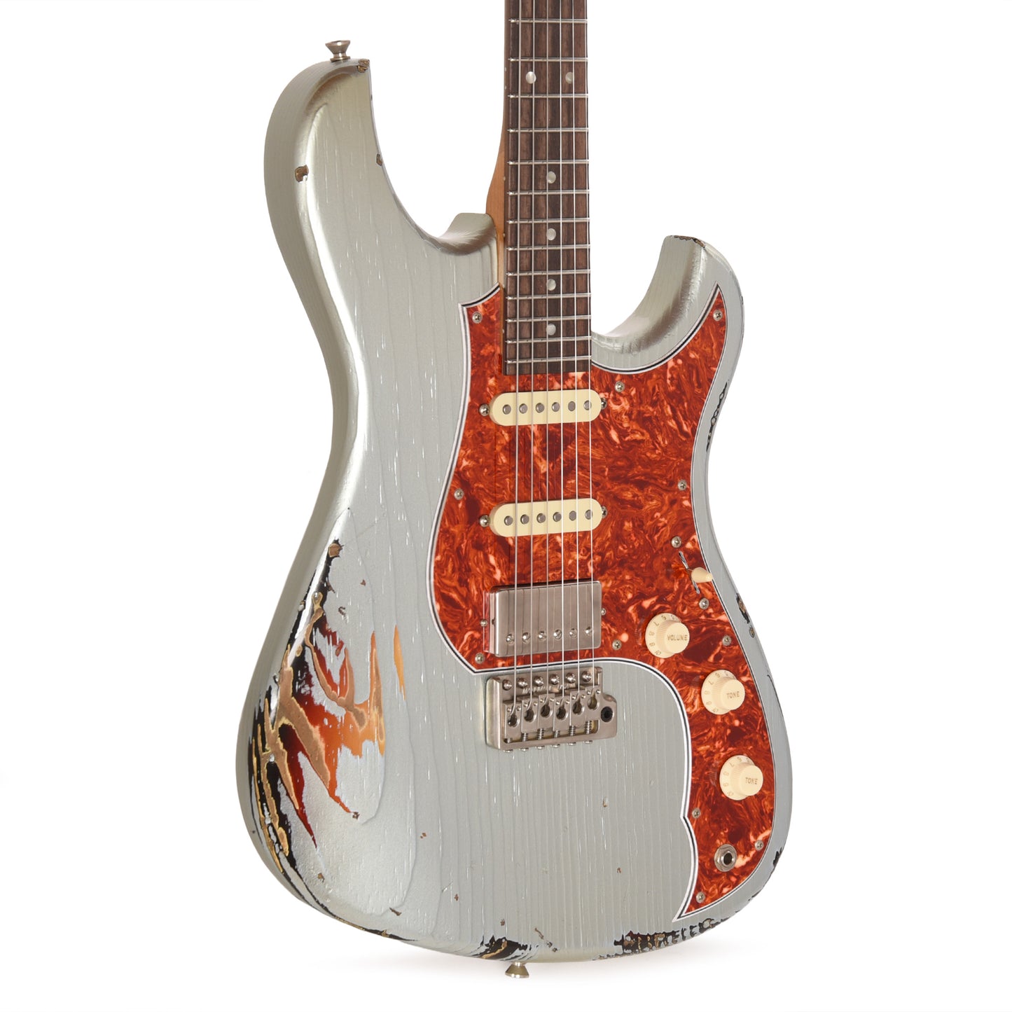 Novo Idris HSS Ice Blue Metallic Over '64 3-Tone Burst Medium Distress w/ Fralin Modern PAF & Vintage Hot Strat Pickups Electric Guitars