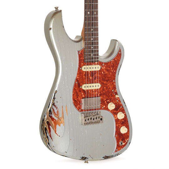 Novo Idris HSS Ice Blue Metallic Over '64 3-Tone Burst Medium Distress w/ Fralin Modern PAF & Vintage Hot Strat Pickups Electric Guitars