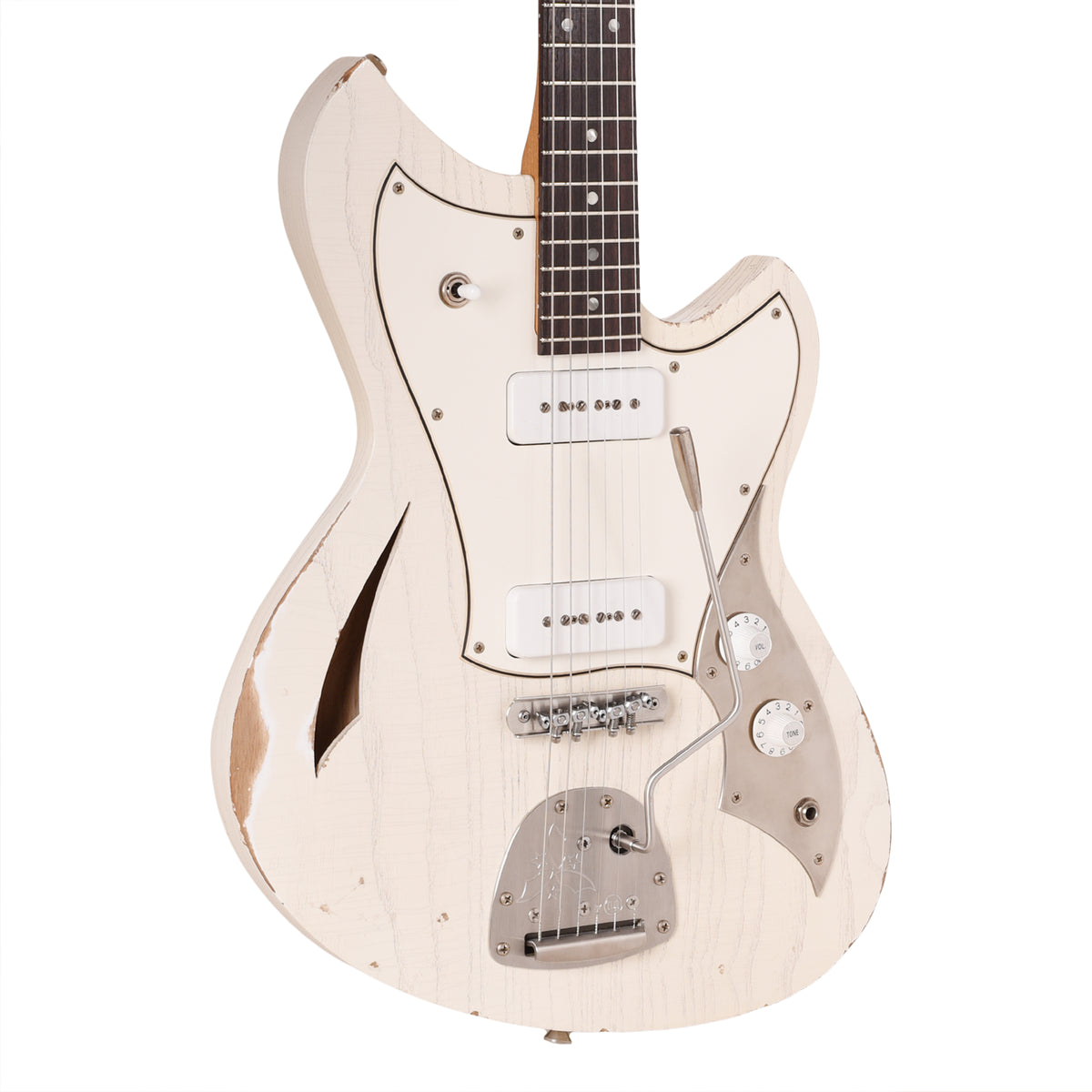 Novo Miris J Olympic White Medium Distress w/ Fralin P-90 Pickups Electric Guitars