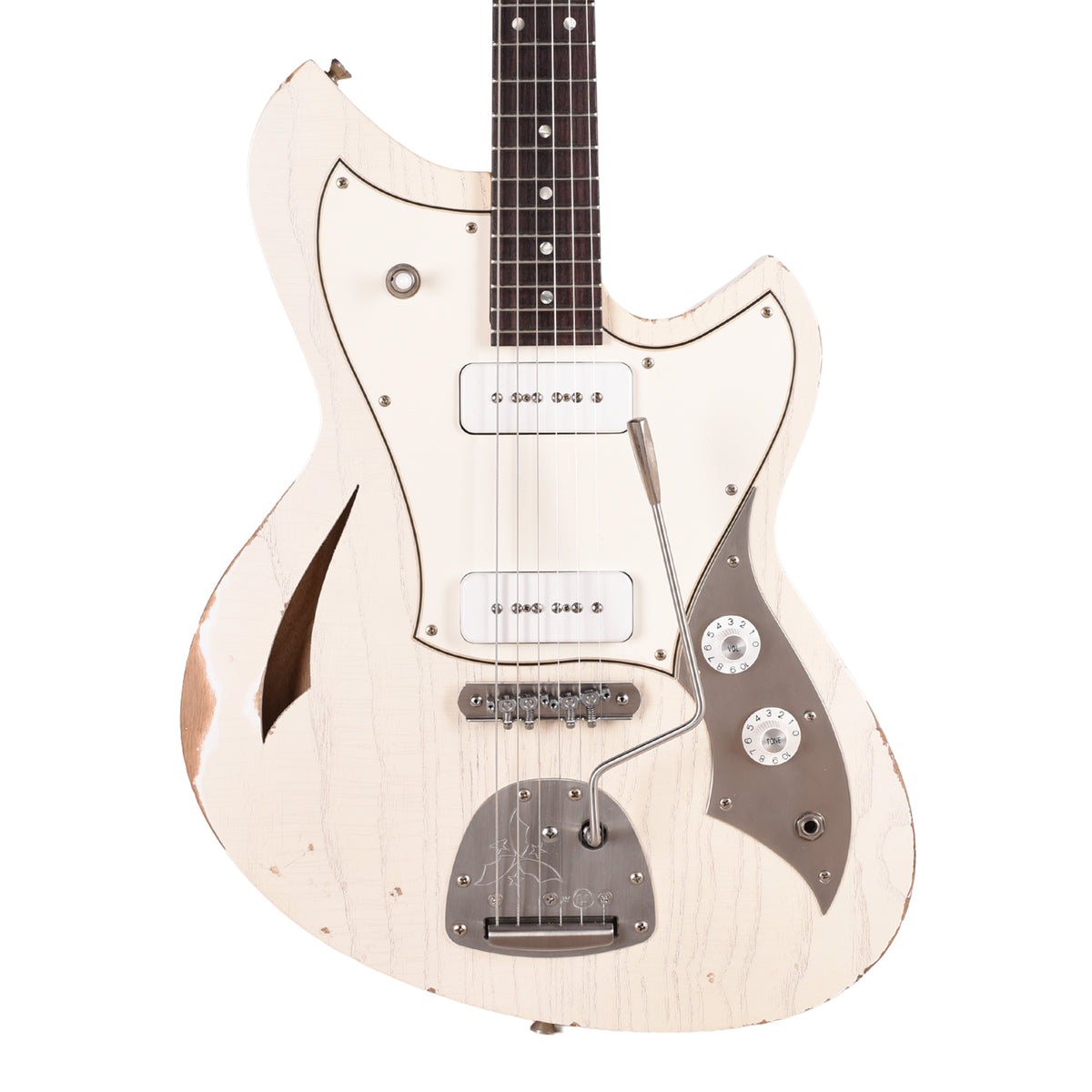 Novo Miris J Olympic White Medium Distress w/ Fralin P-90 Pickups Electric Guitars