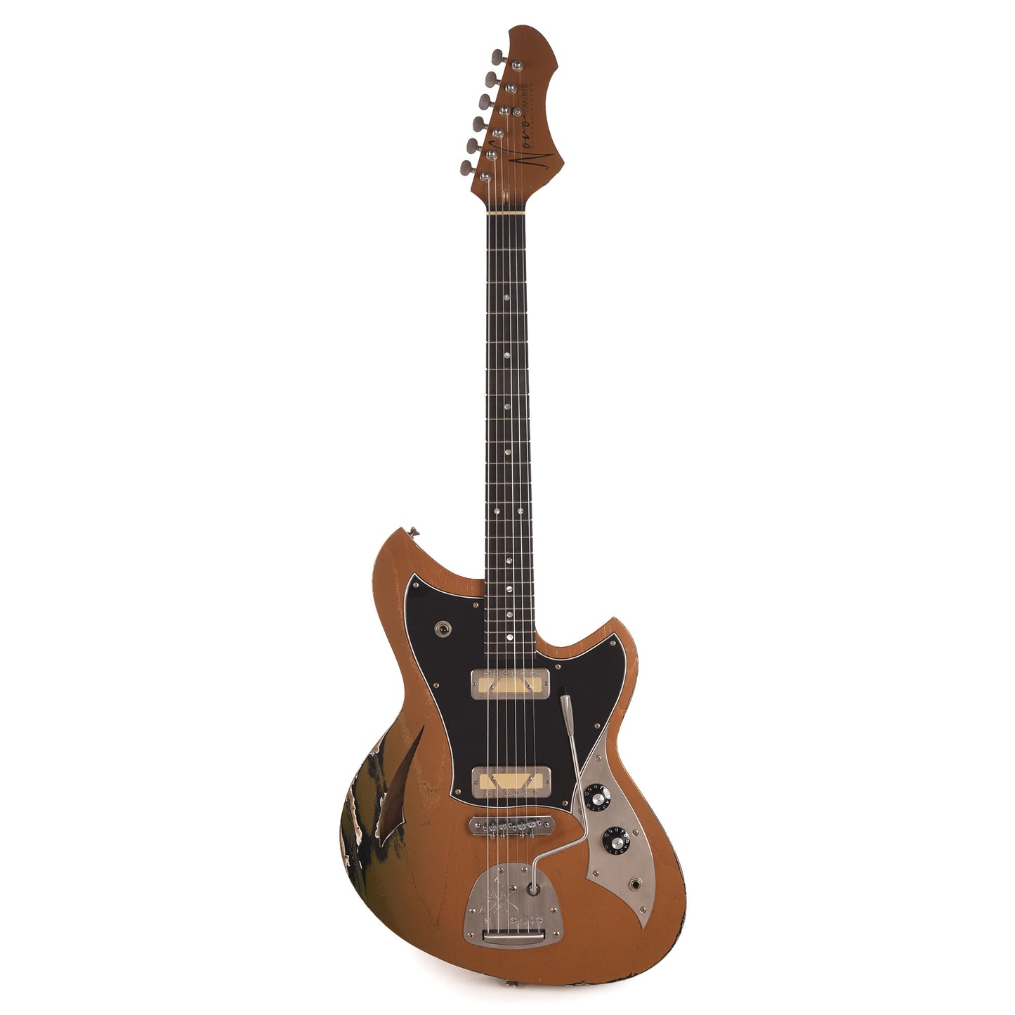 Novo Miris J Medium Distress Gold Top Over Bull Black w/Novo Gold Foils Electric Guitars / Semi-Hollow