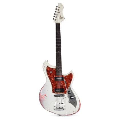 Novo Dealer Limited Nucleus Serus J Olympic White Over Candy Apple Red Medium Distress Electric Guitars / Solid Body