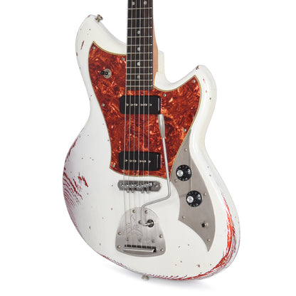 Novo Dealer Limited Nucleus Serus J Olympic White Over Candy Apple Red Medium Distress Electric Guitars / Solid Body