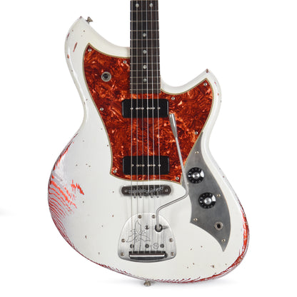 Novo Dealer Limited Nucleus Serus J Olympic White Over Candy Apple Red Medium Distress Electric Guitars / Solid Body