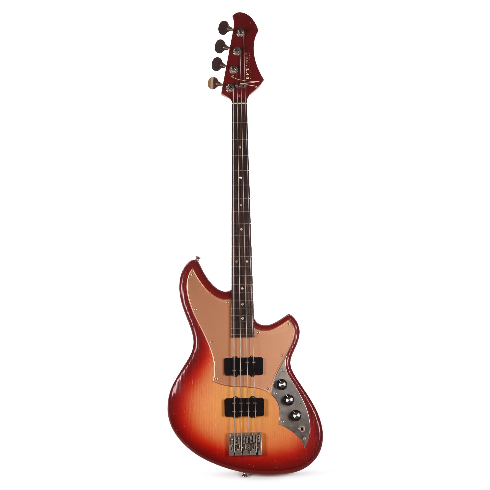 Novo Ivorus Light Distress Maroon Burst w/Novo Jazzmaster Bass Pickups Electric Guitars / Solid Body