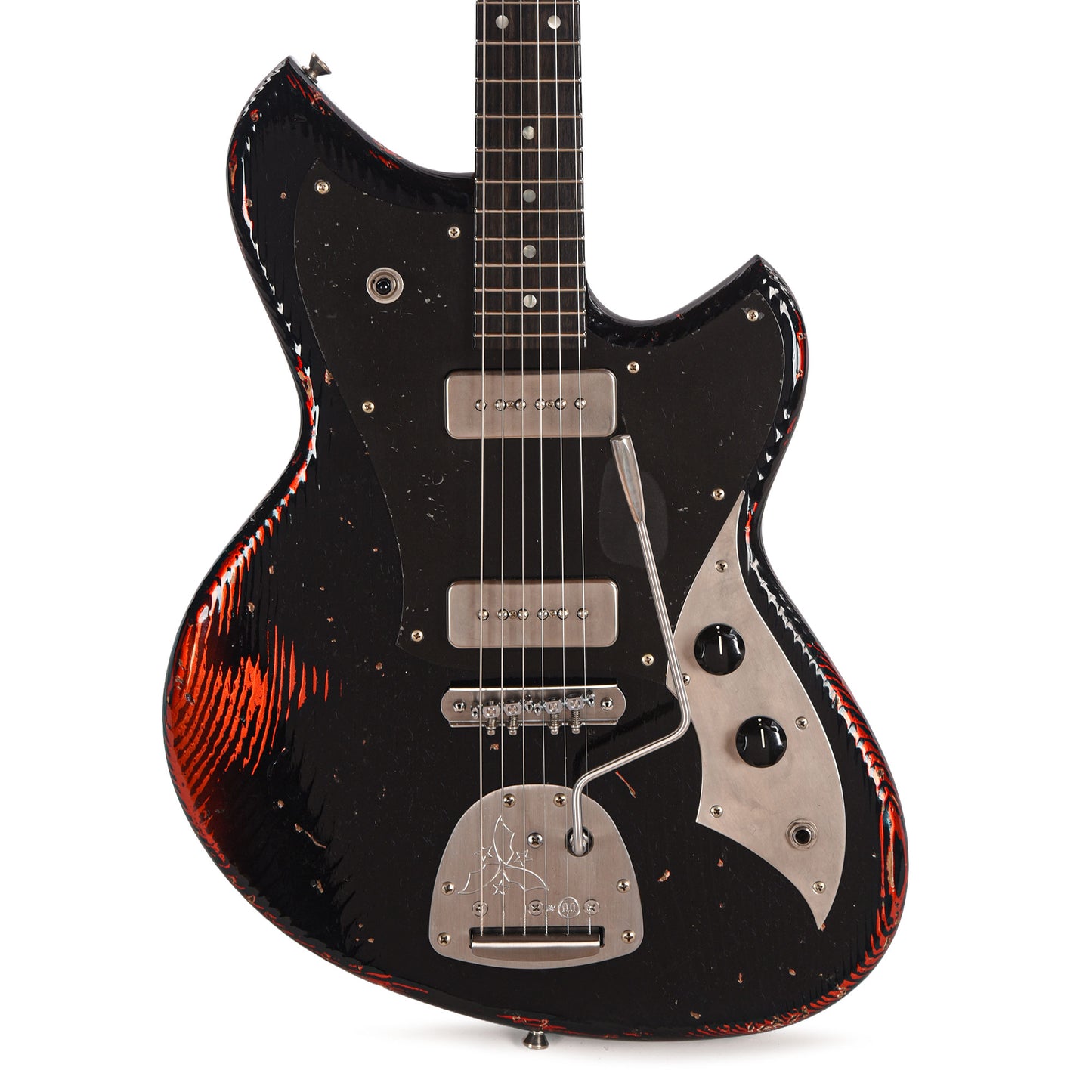 Novo Serus J Bull Black Over Candy Apple Red Medium Distress w/Bakelite Pickguard Electric Guitars / Solid Body