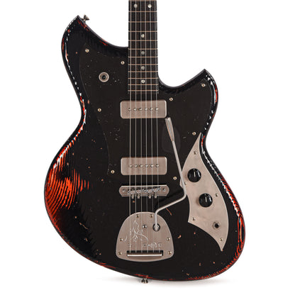 Novo Serus J Bull Black Over Candy Apple Red Medium Distress w/Bakelite Pickguard Electric Guitars / Solid Body