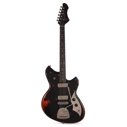 Novo Serus J Bull Black Over Candy Apple Red Medium Distress w/Bakelite Pickguard Electric Guitars / Solid Body