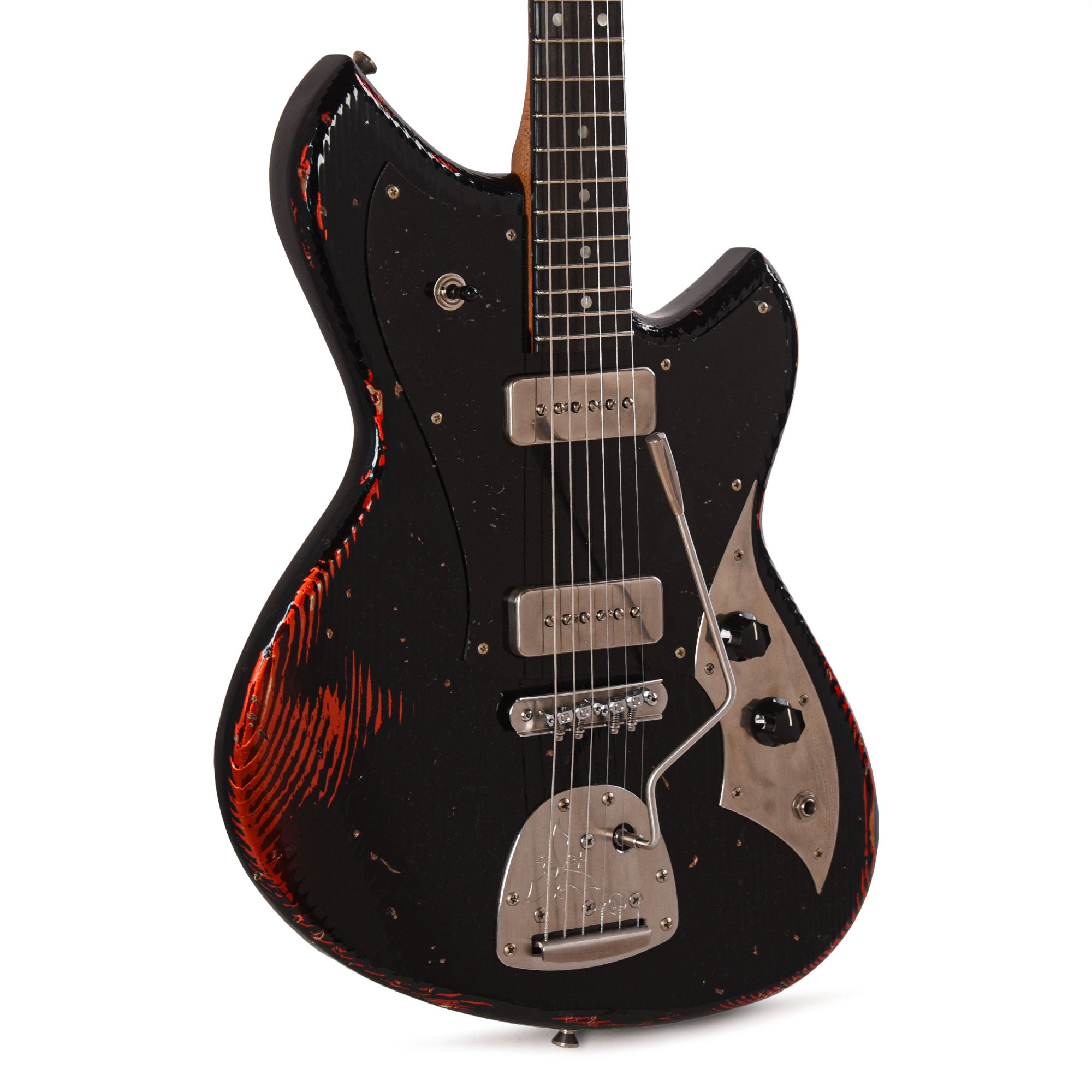 Novo Serus J Bull Black Over Candy Apple Red Medium Distress w/Bakelite Pickguard Electric Guitars / Solid Body