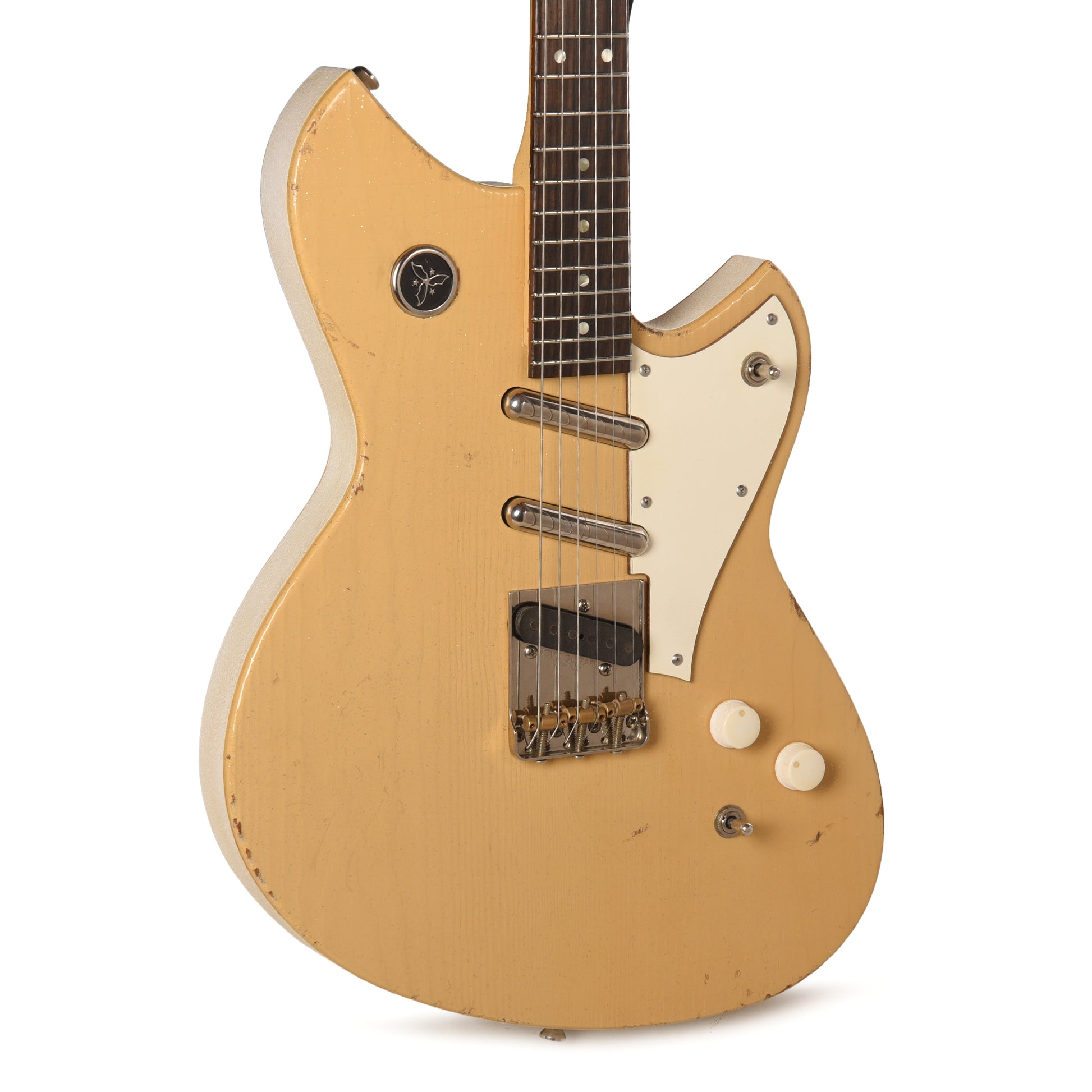 Novo Signature Chambered Serus T Desert Sand Silver Flake Light Distress w/White Vinyl Trim & Lipstick Pickups Electric Guitars / Solid Body