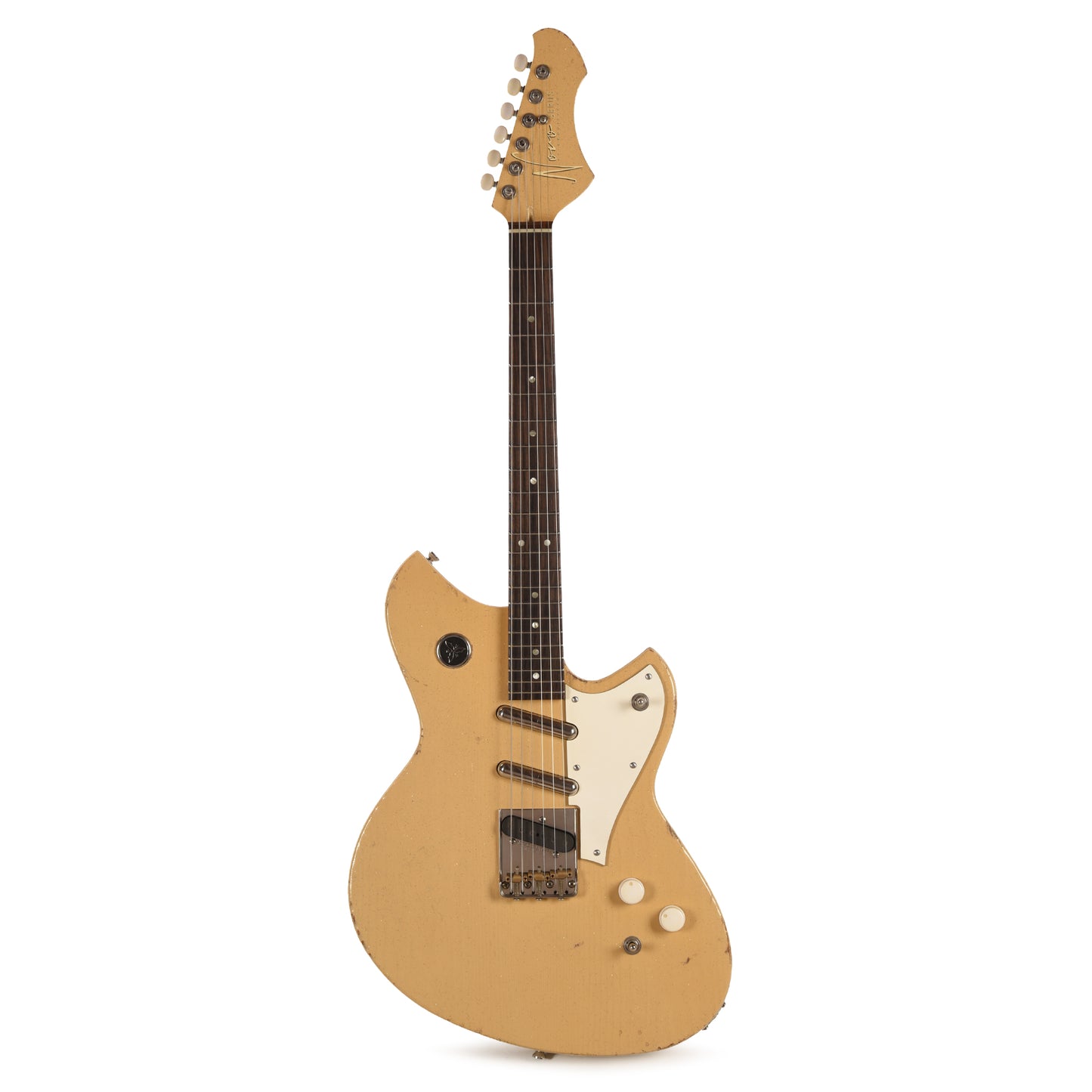 Novo Signature Chambered Serus T Desert Sand Silver Flake Light Distress w/White Vinyl Trim & Lipstick Pickups Electric Guitars / Solid Body