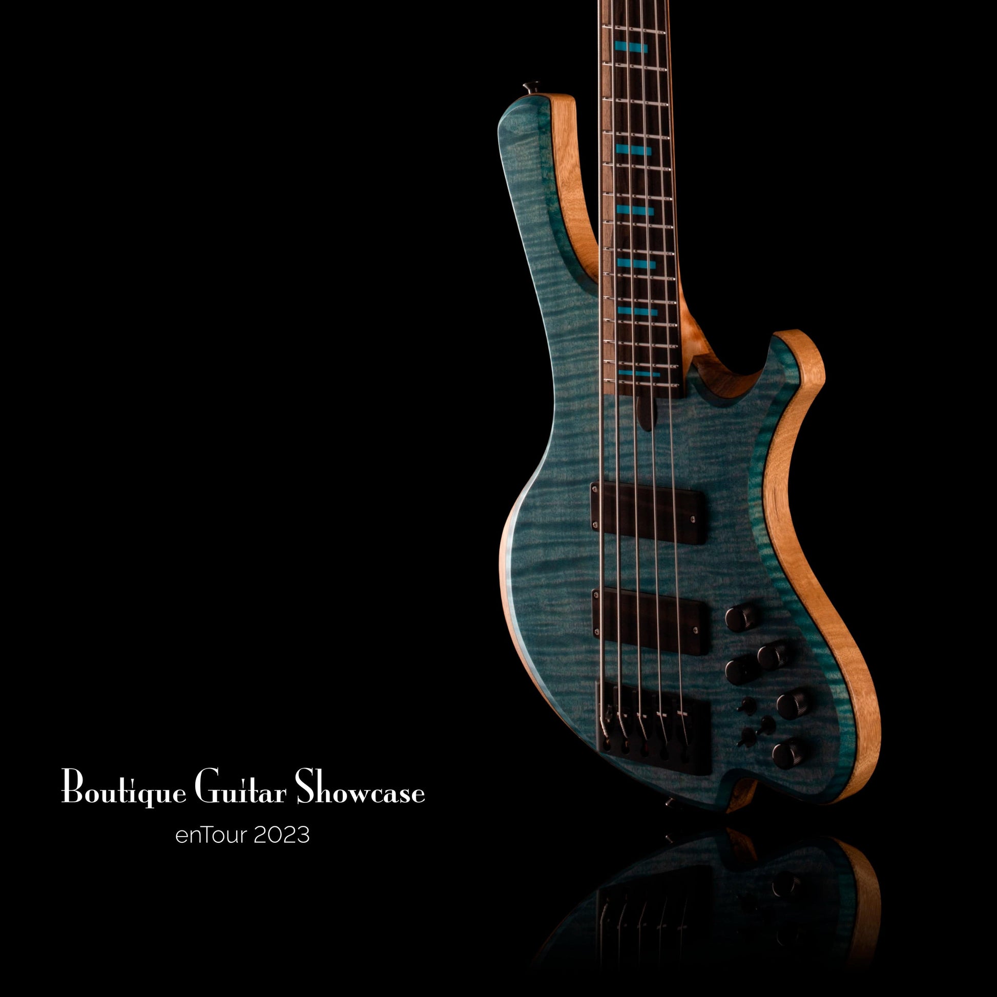 O3 Rhodium 5-String Bass Half-Fanned Frets Transparent Blue Bass Guitars / 5-String or More