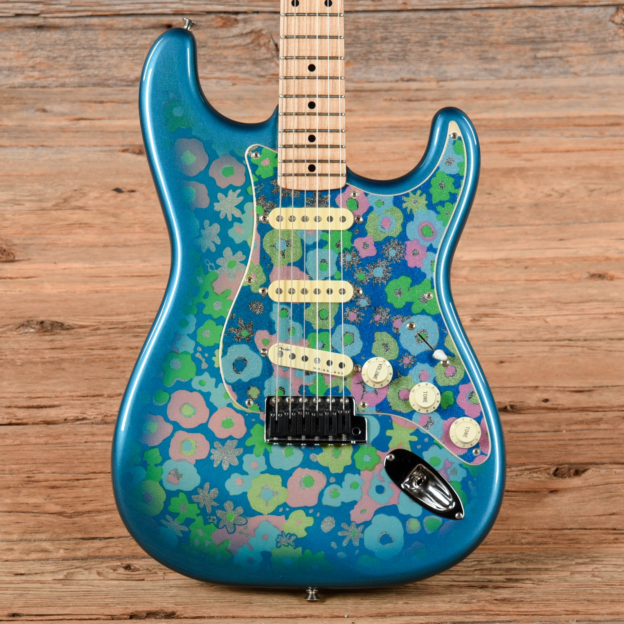 Fender '50s Stratocaster Reissue Neck with Unknown Body Blue Flower 1996
