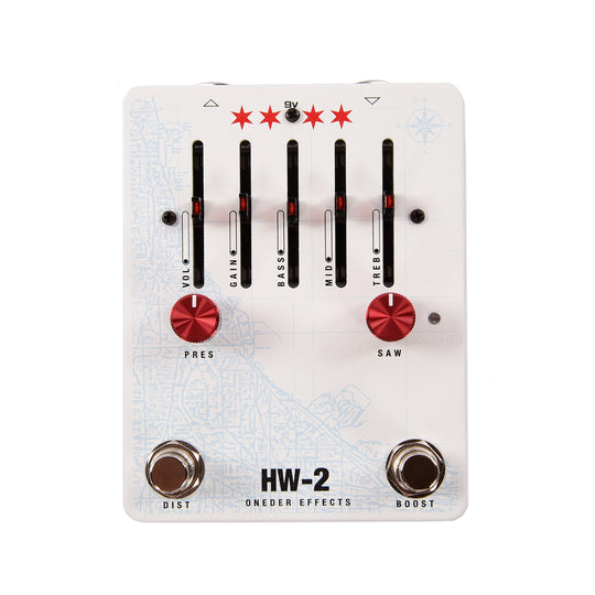 Oneder Effects HW-2 Distortion Pedal White Effects and Pedals / Distortion