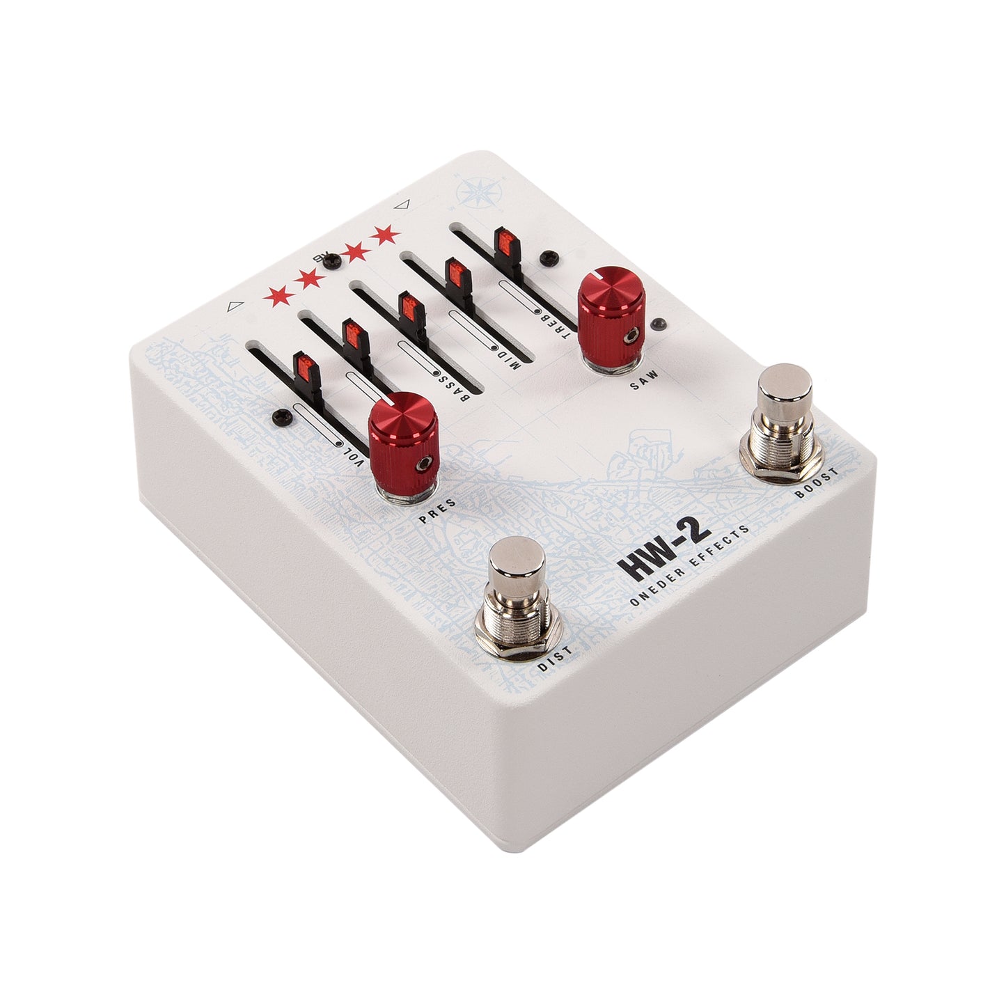 Oneder Effects HW-2 Distortion Pedal White Effects and Pedals / Distortion