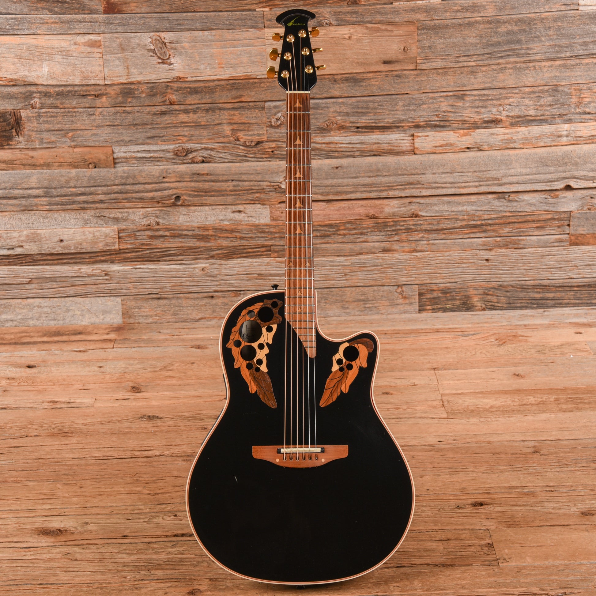 Ovation 1868 Elite Black Acoustic Guitars / OM and Auditorium