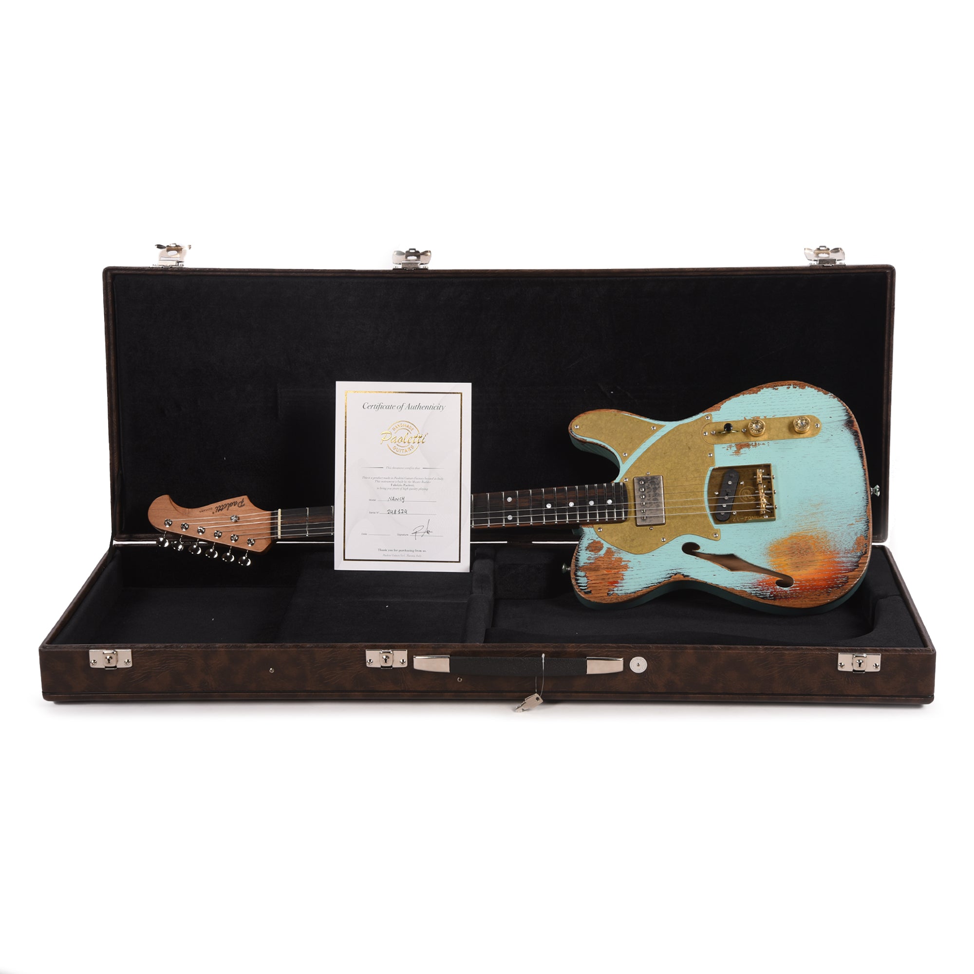 Paoletti Nancy Lounge Aged Chestnut Heavy Surf Green Electric Guitars / Semi-Hollow