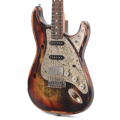 Paoletti Stratospheric Lounge Thinline HSS Heavy Relic Black w/Exotic Ebony Fretboard Electric Guitars / Solid Body